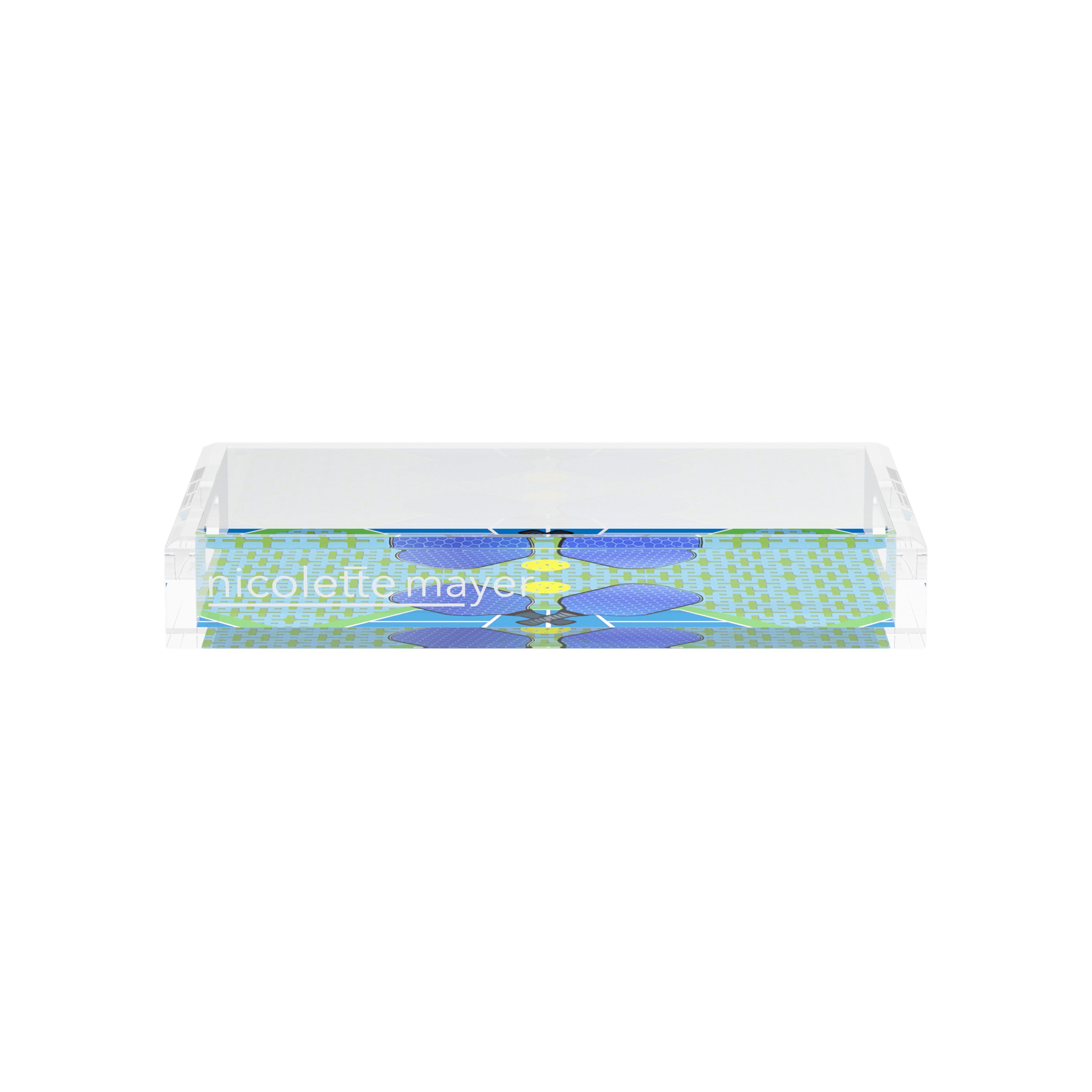 Pickelball Anyone Blue Green 12.5x7.75 Acrylic Tray - nicolettemayer.com