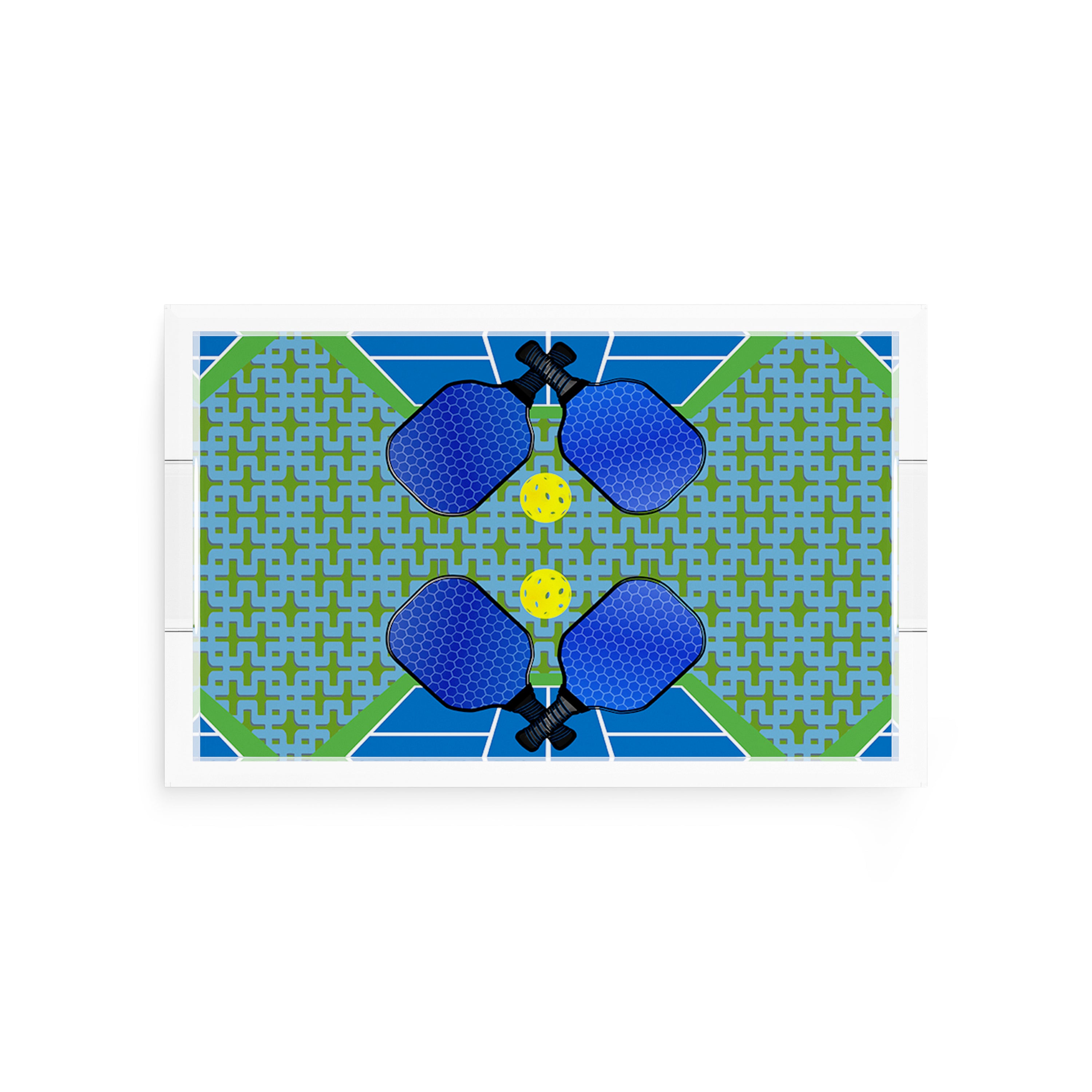 Pickelball Anyone Blue Green 12.5x7.75 Acrylic Tray - nicolettemayer.com
