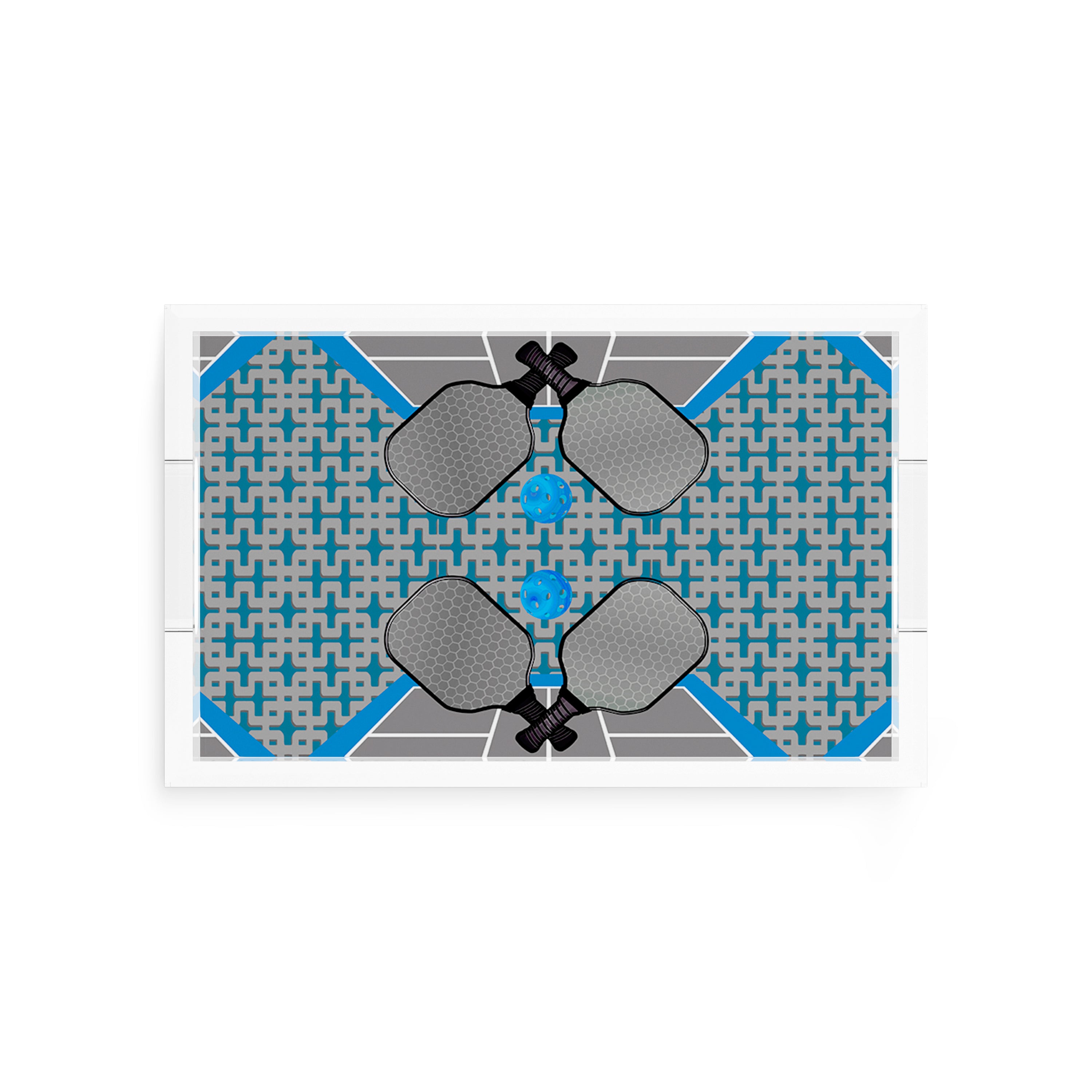 Pickelball Anyone Silver Blue 12.5x7.75 Acrylic Tray - nicolettemayer.com