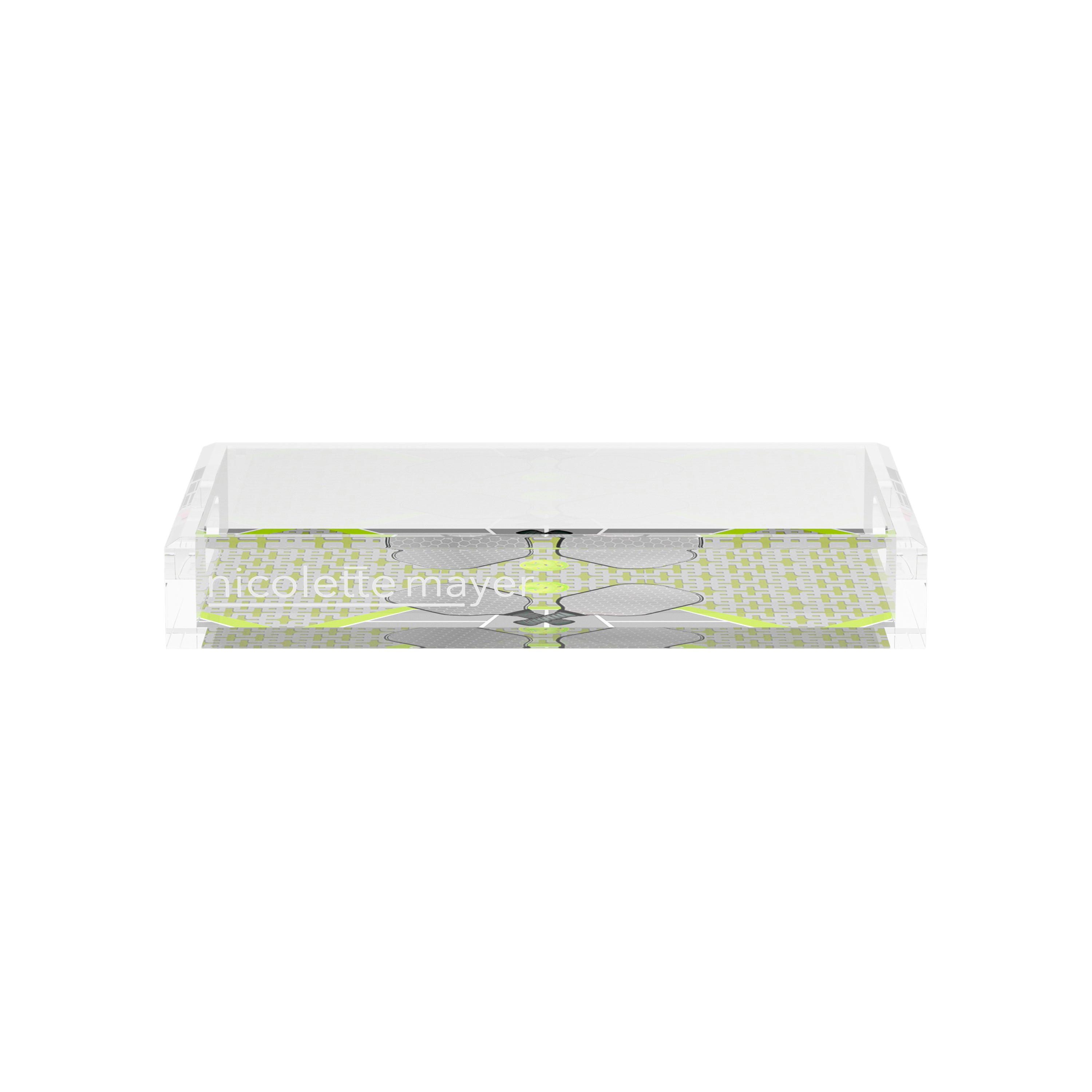 Pickelball Anyone Silver Lime 12.5x7.75 Acrylic Tray - nicolettemayer.com