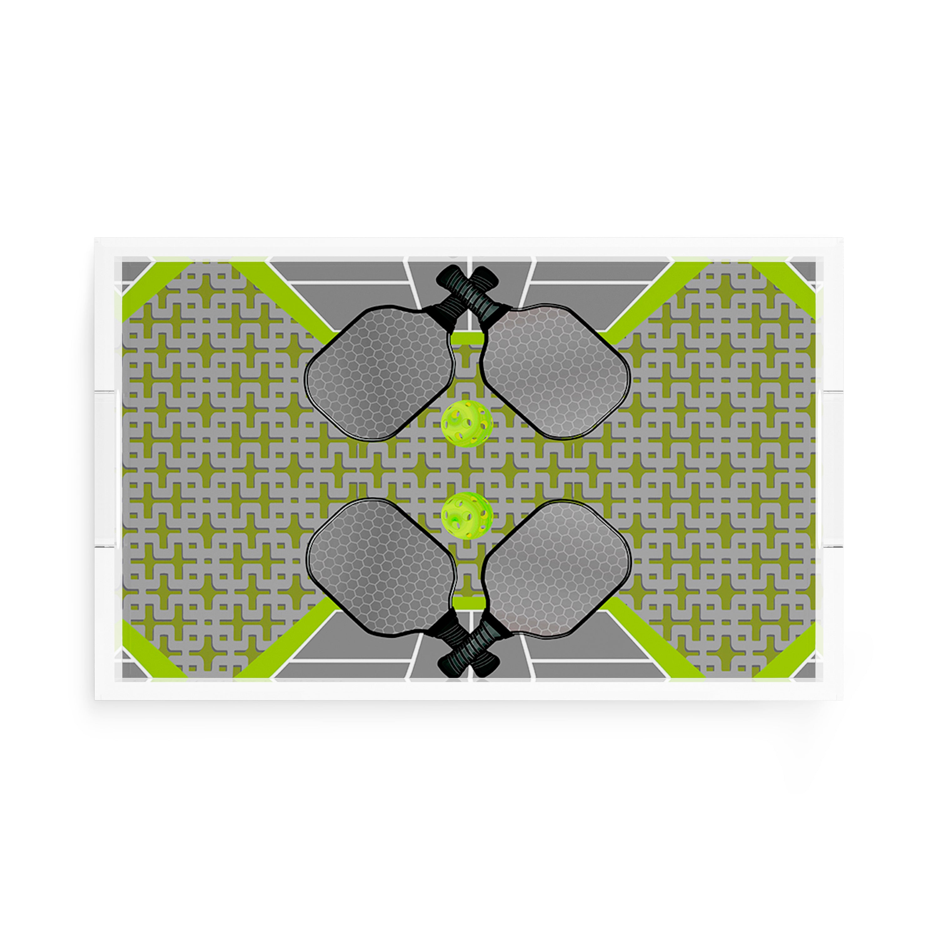 Pickelball Anyone Silver Lime 17X10.5 Acrylic Tray - nicolettemayer.com