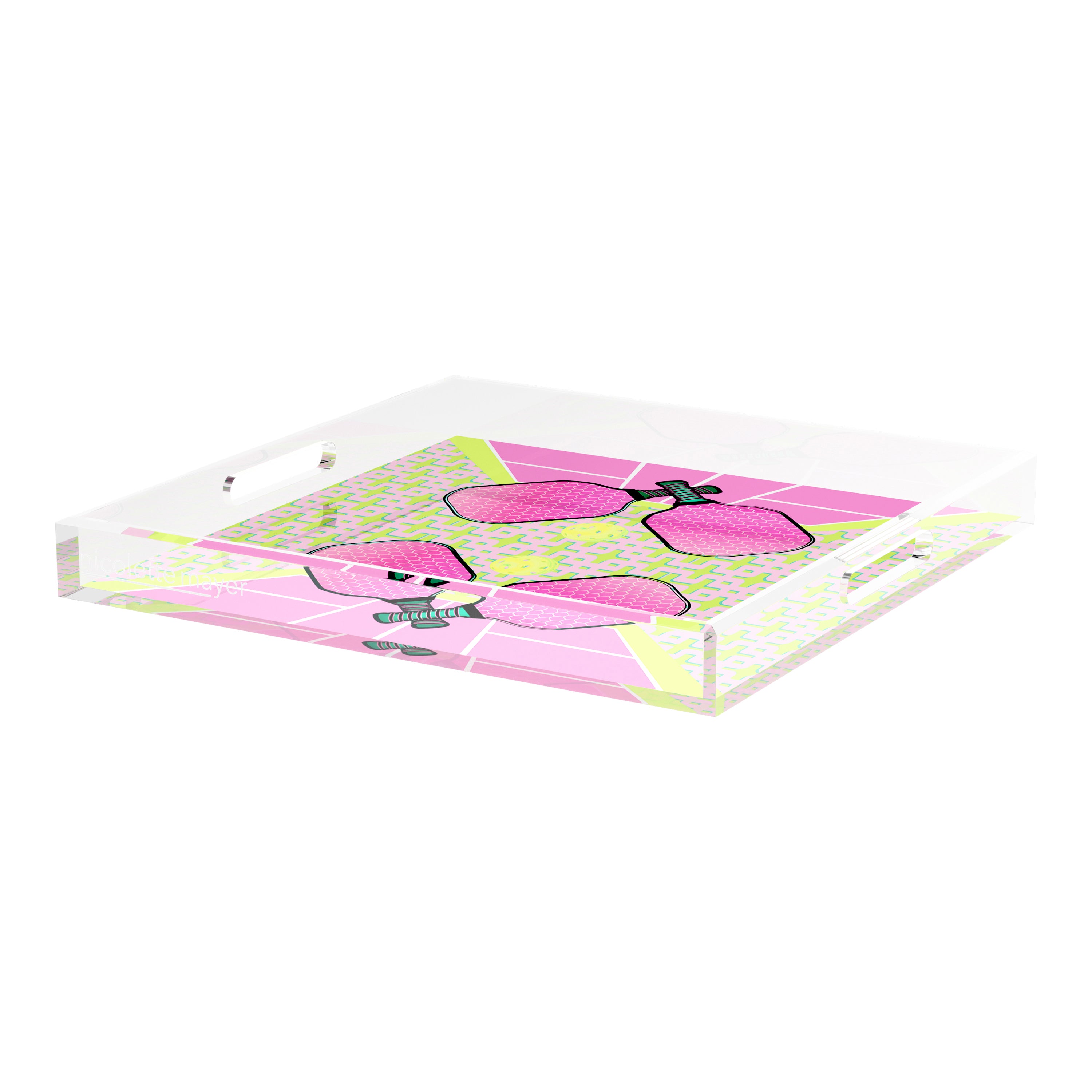 Pickelball Anyone Nancy Fran 18X18 Acrylic Tray - nicolettemayer.com