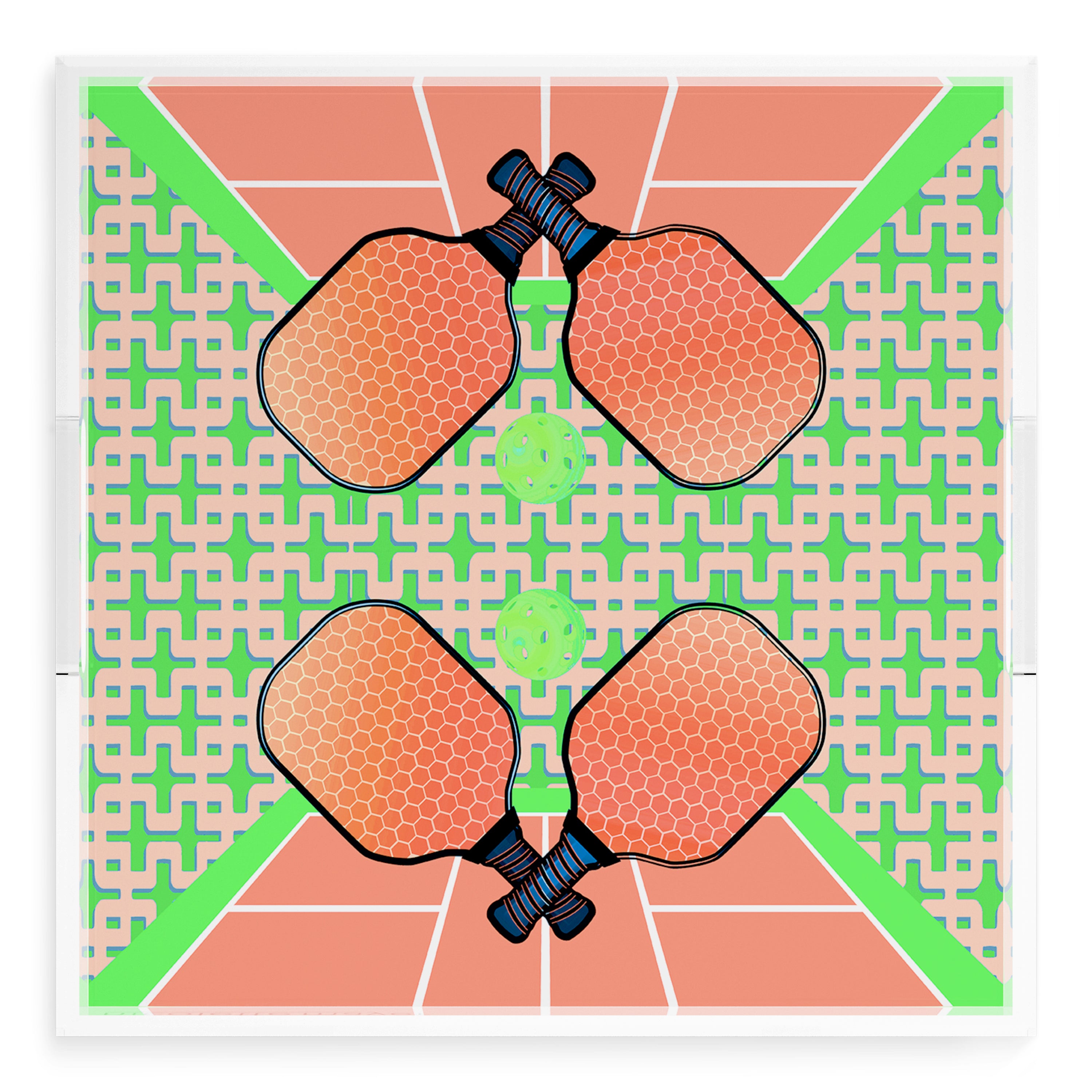 Pickelball Anyone Pam and Emma 18X18 Acrylic Tray - nicolettemayer.com