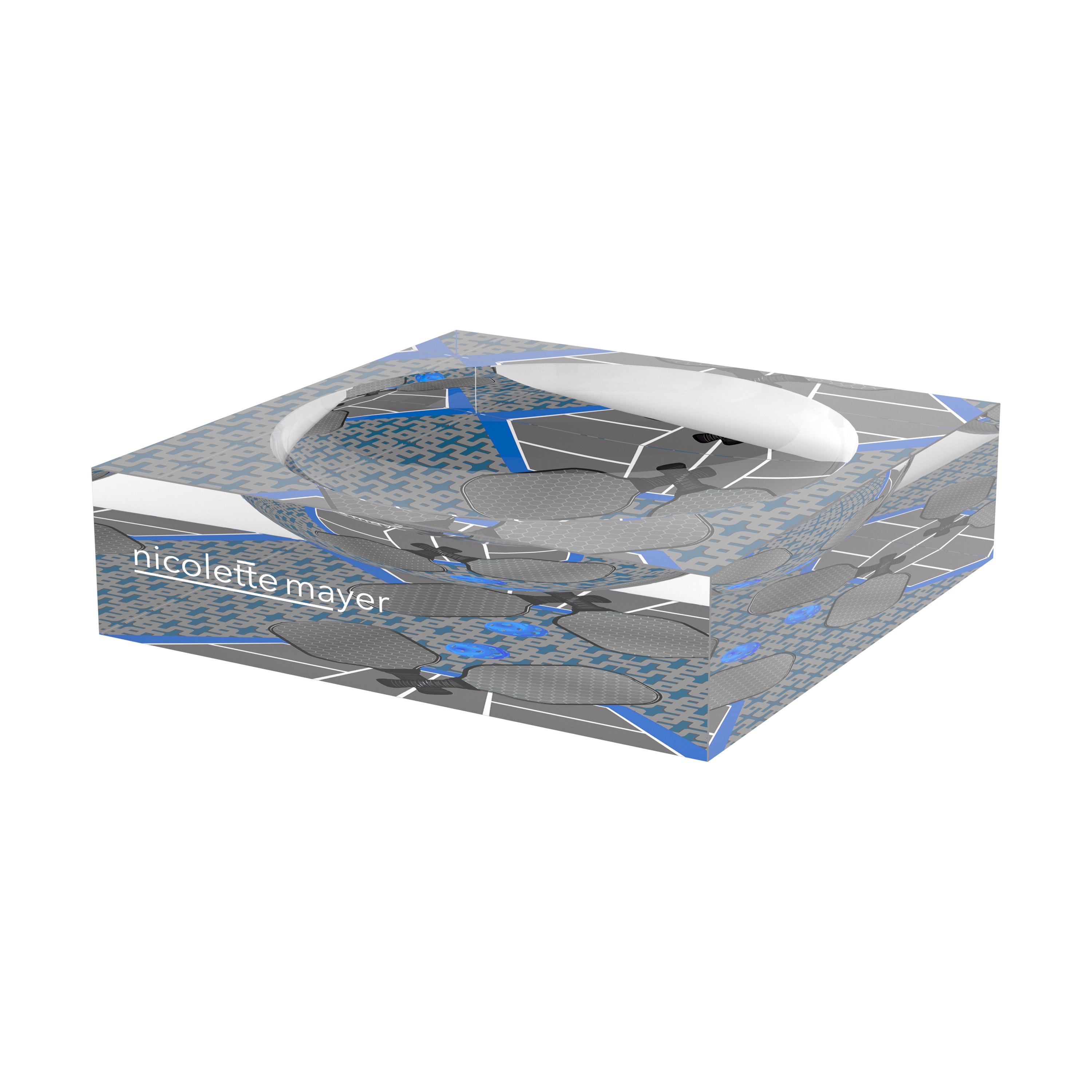 Pickelball Anyone Silver Blue Candy Catchall Dish