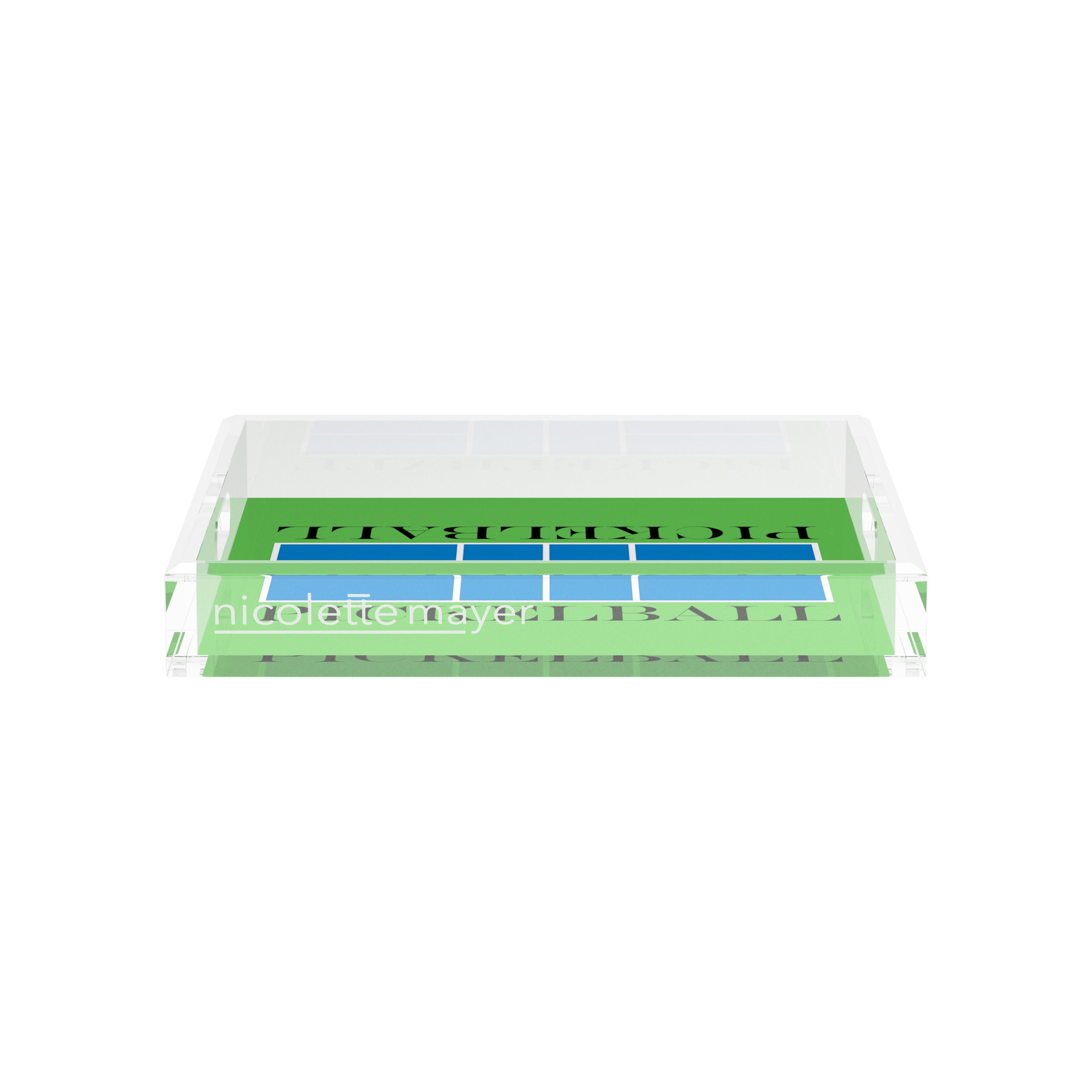 Pickelball Court Blue Green 12X12 Acrylic Tray - nicolettemayer.com