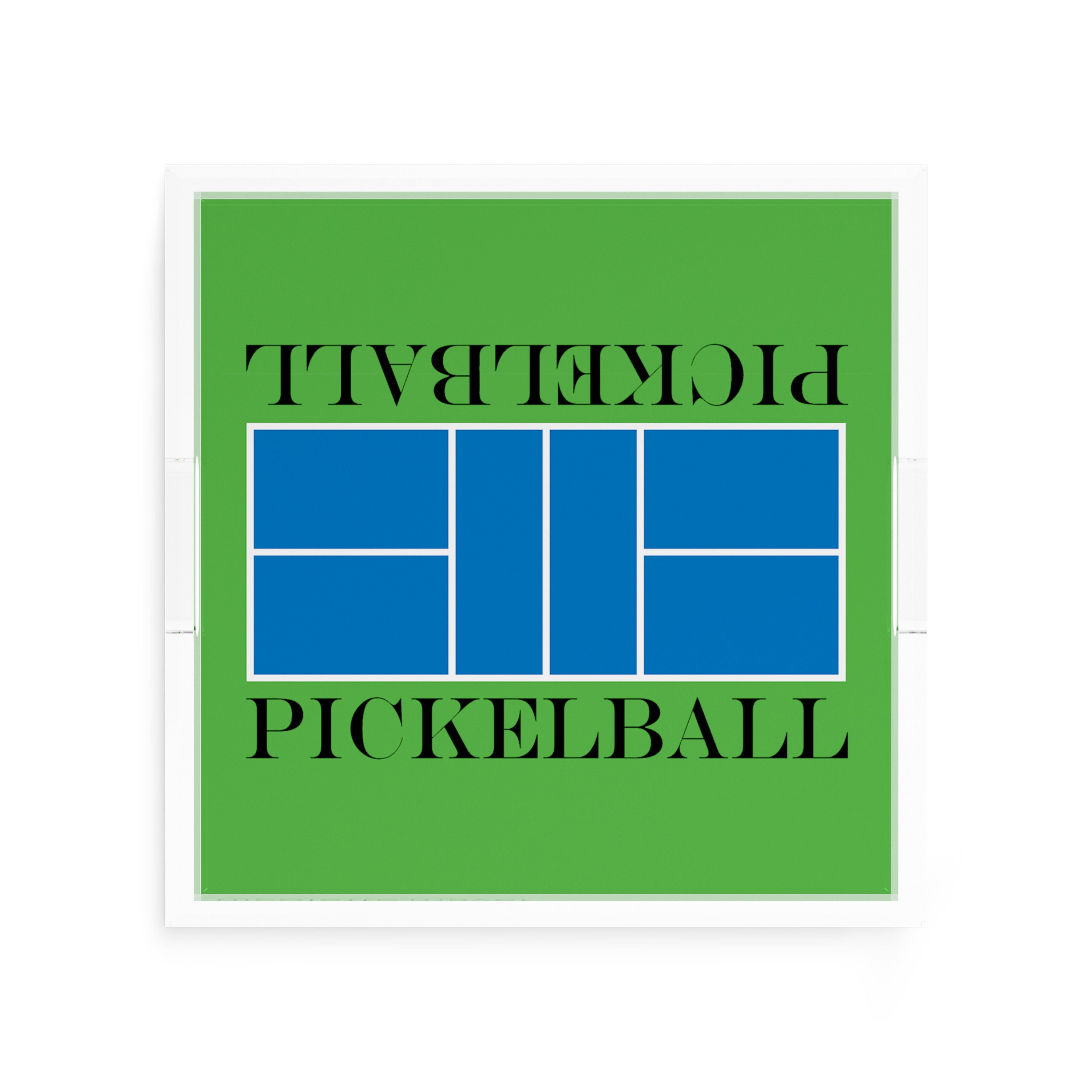 Pickelball Court Blue Green 12X12 Acrylic Tray - nicolettemayer.com