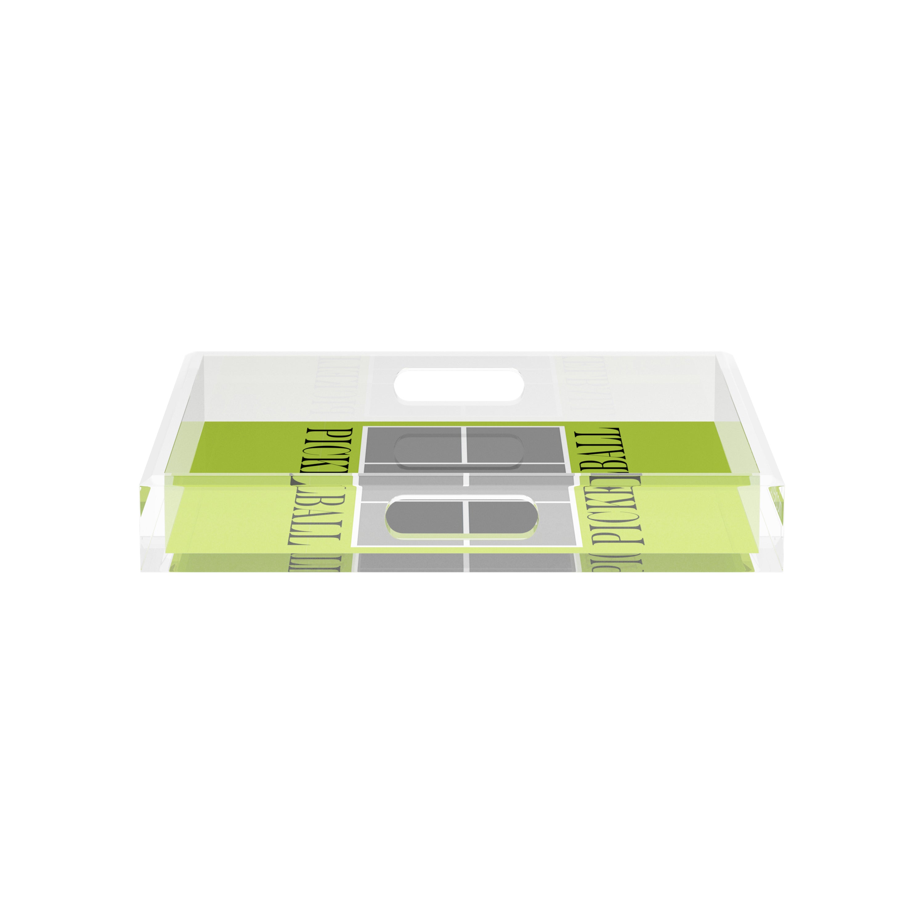 Pickelball Court Silver Lime 12X12 Acrylic Tray - nicolettemayer.com