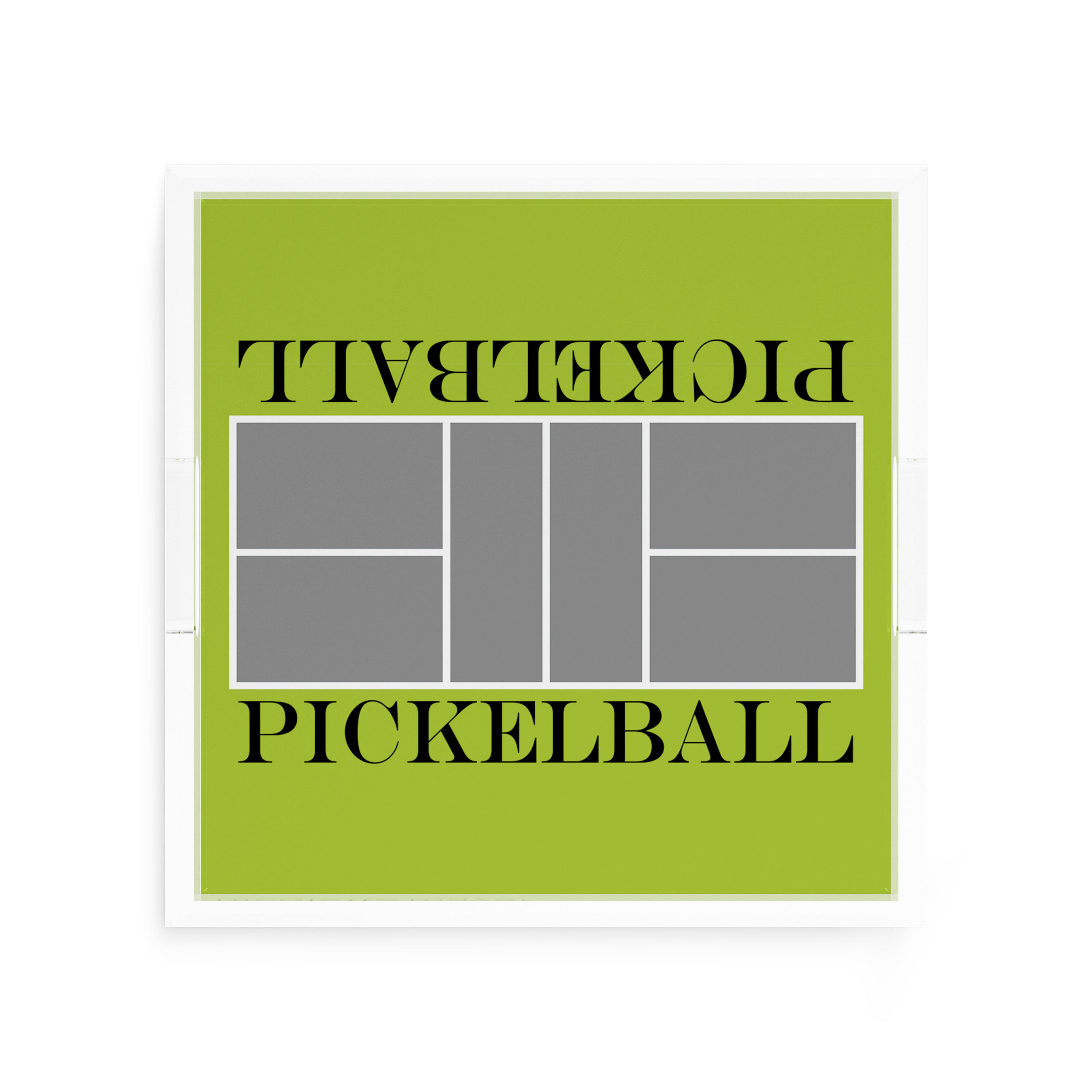 Pickelball Court Silver Lime 12X12 Acrylic Tray - nicolettemayer.com