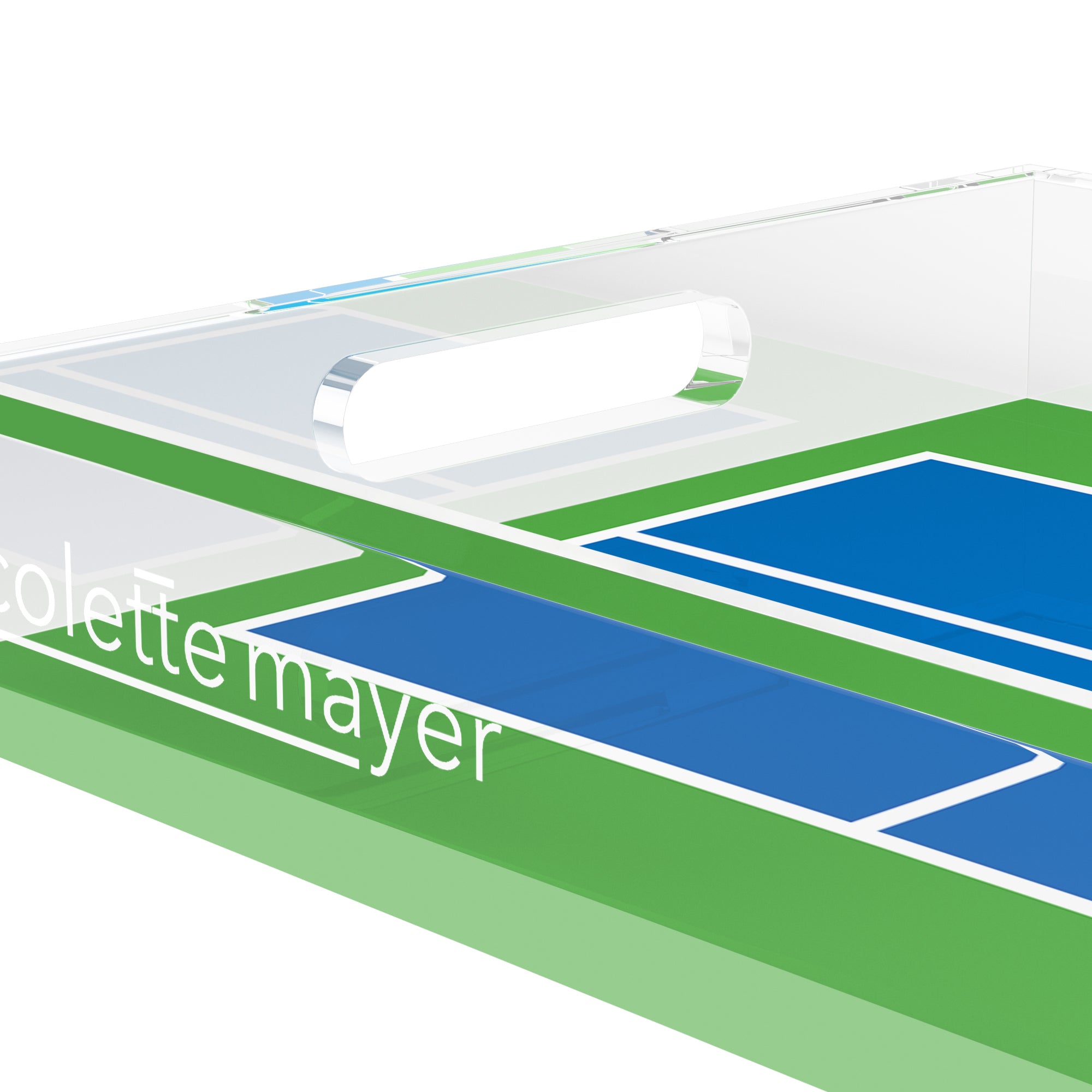 Pickelball Court Blue Green 12.5x7.75 Acrylic Tray - nicolettemayer.com