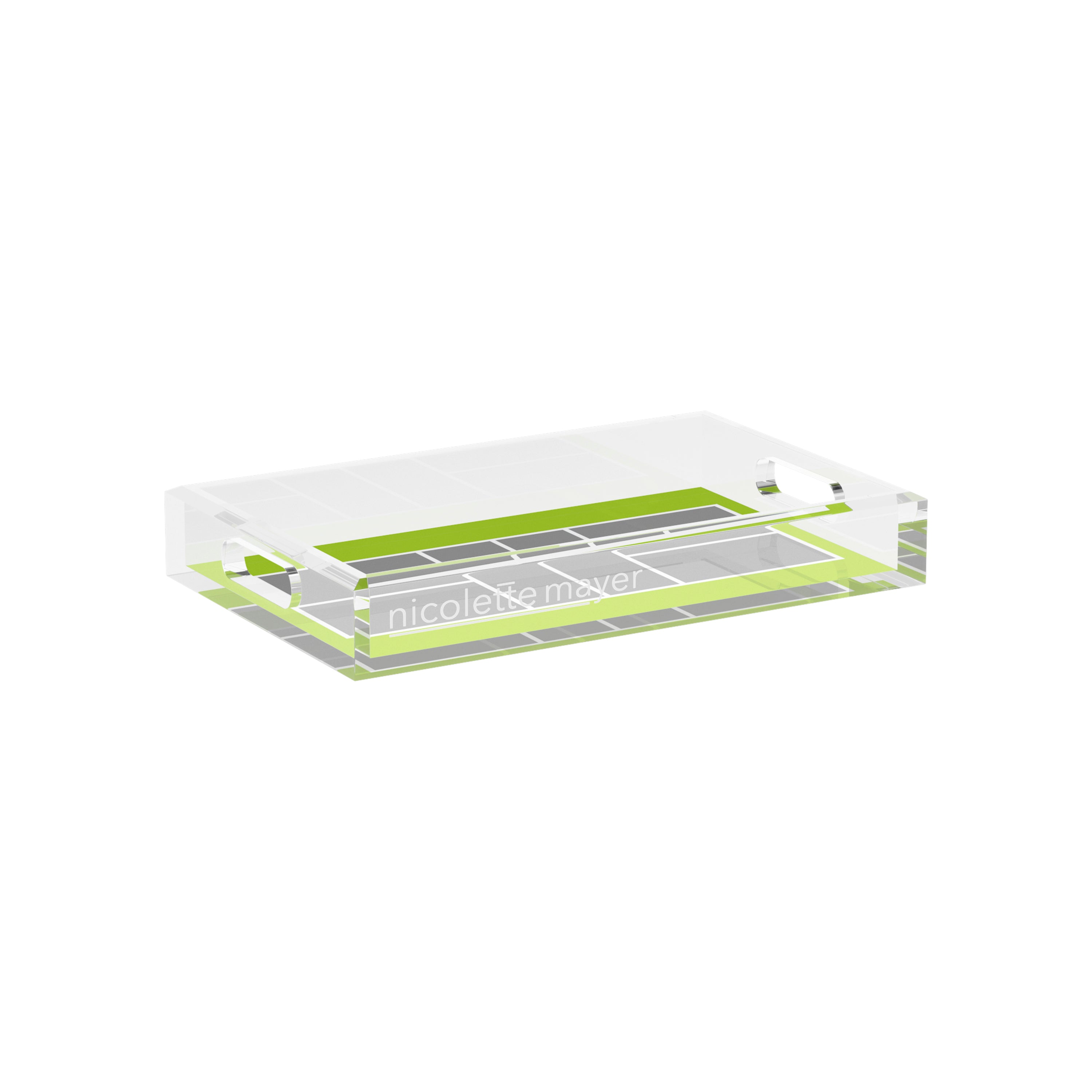 Pickelball Court Silver Lime 12.5x7.75 Acrylic Tray - nicolettemayer.com