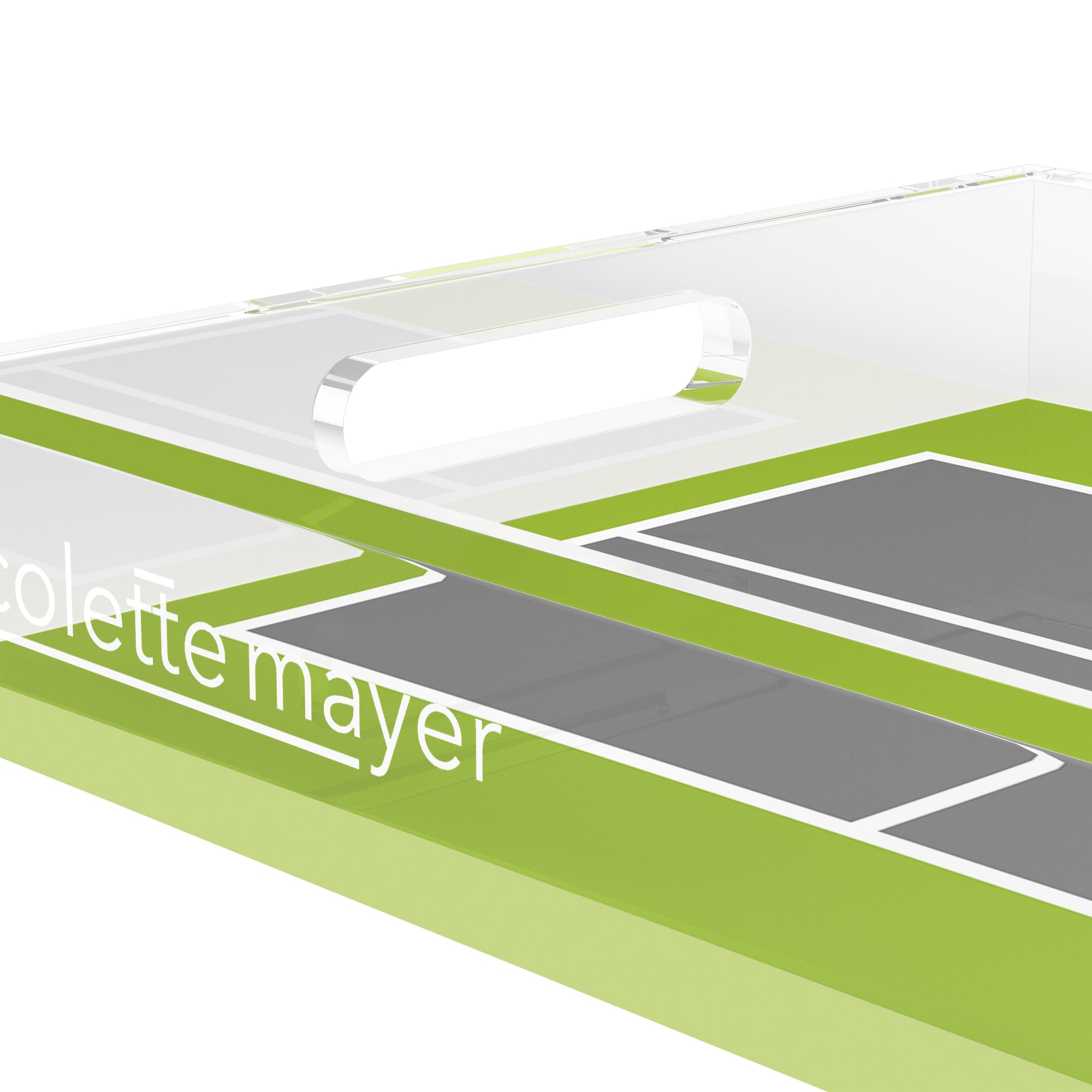 Pickelball Court Silver Lime 12.5x7.75 Acrylic Tray - nicolettemayer.com
