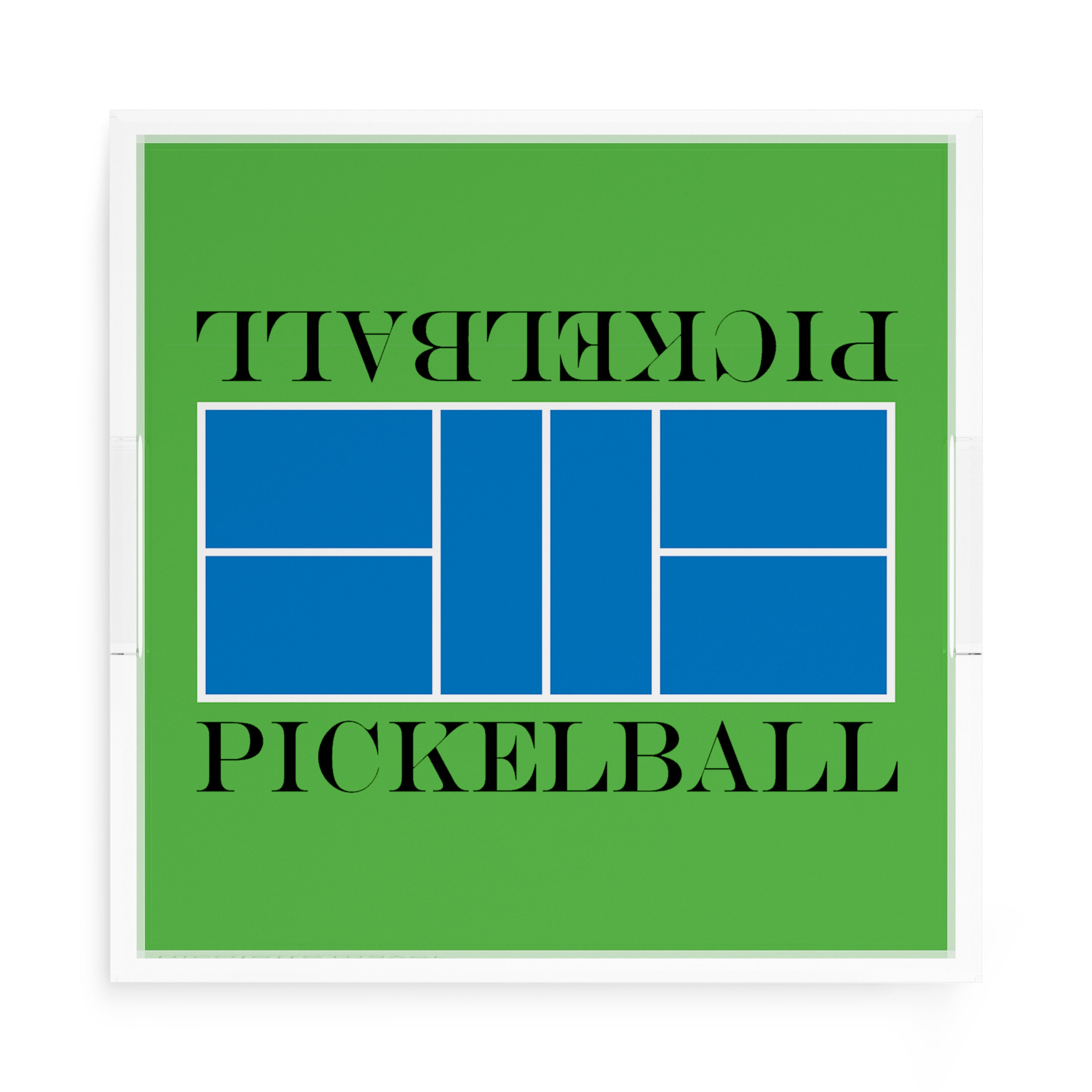 Pickelball Court Blue Green 15X15 Acrylic Tray - nicolettemayer.com