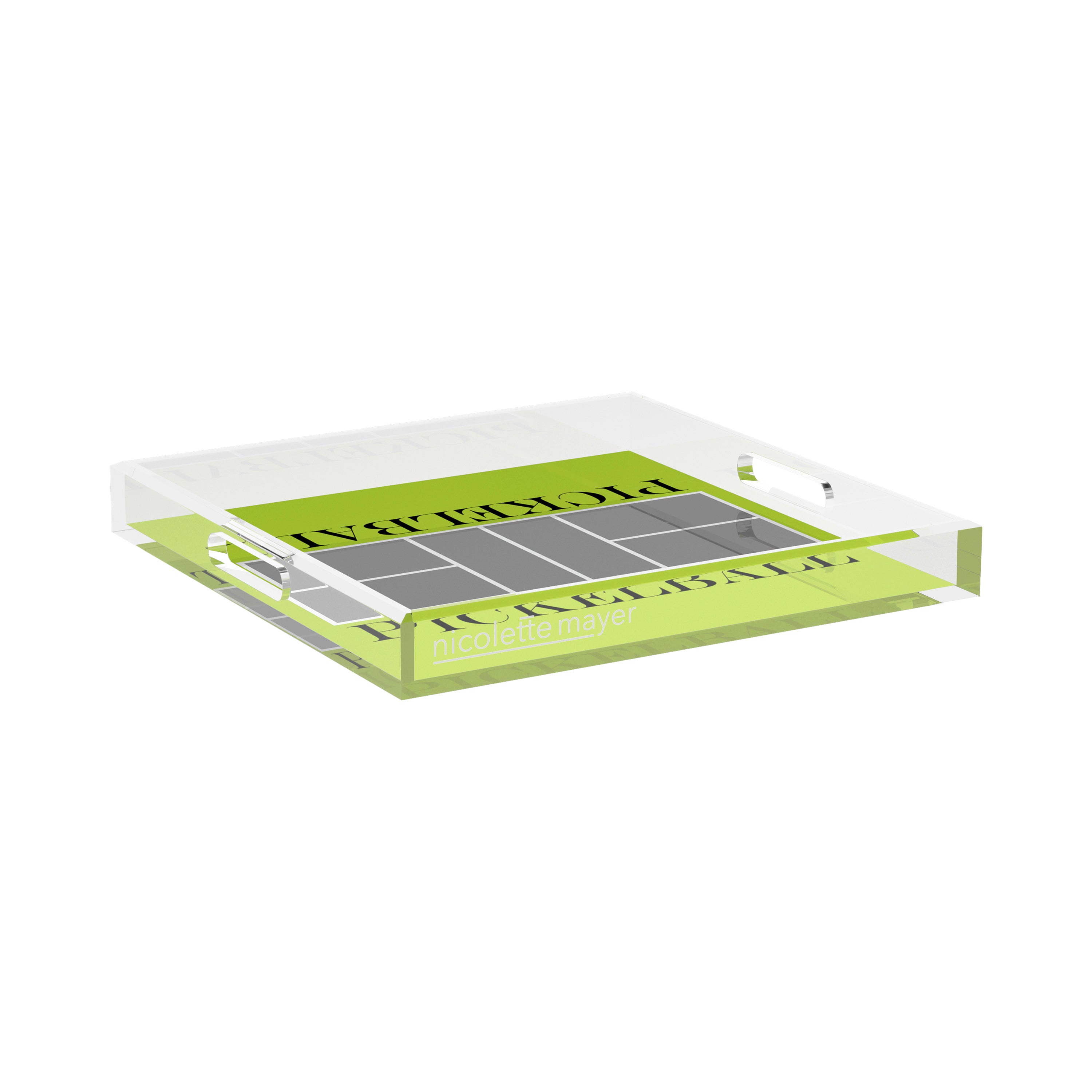 Pickelball Court Silver Lime 15X15 Acrylic Tray - nicolettemayer.com
