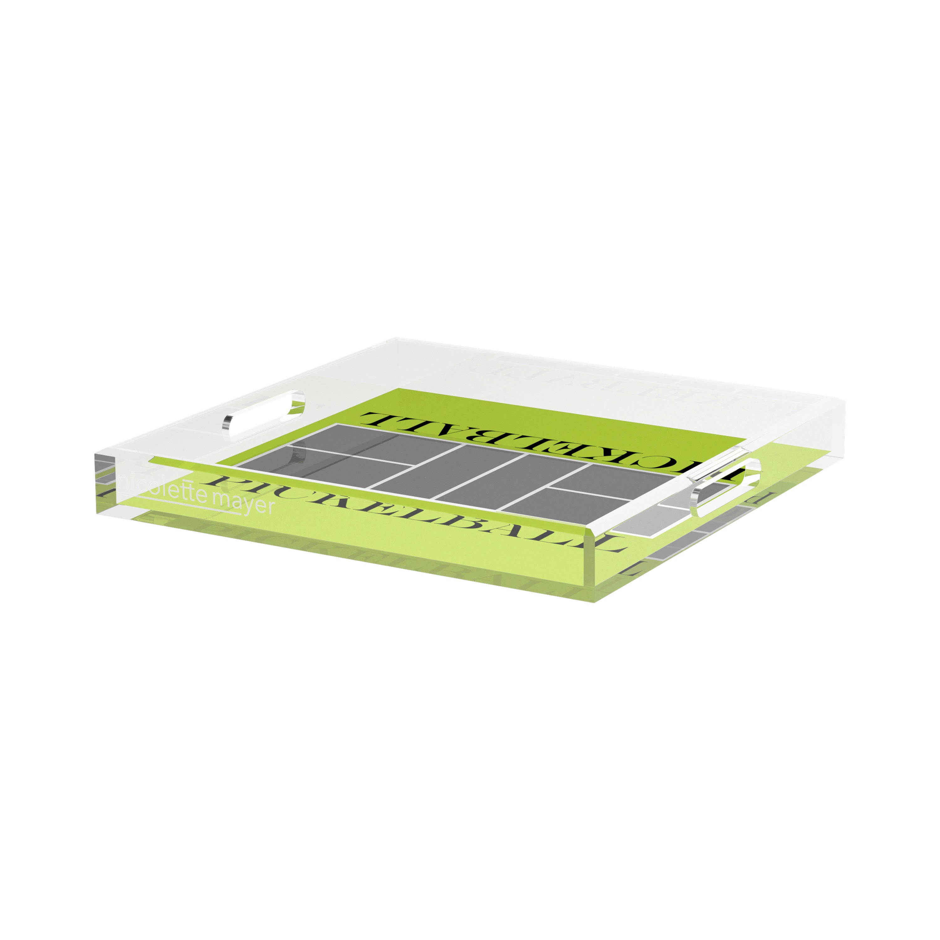 Pickelball Court Silver Lime 15X15 Acrylic Tray - nicolettemayer.com