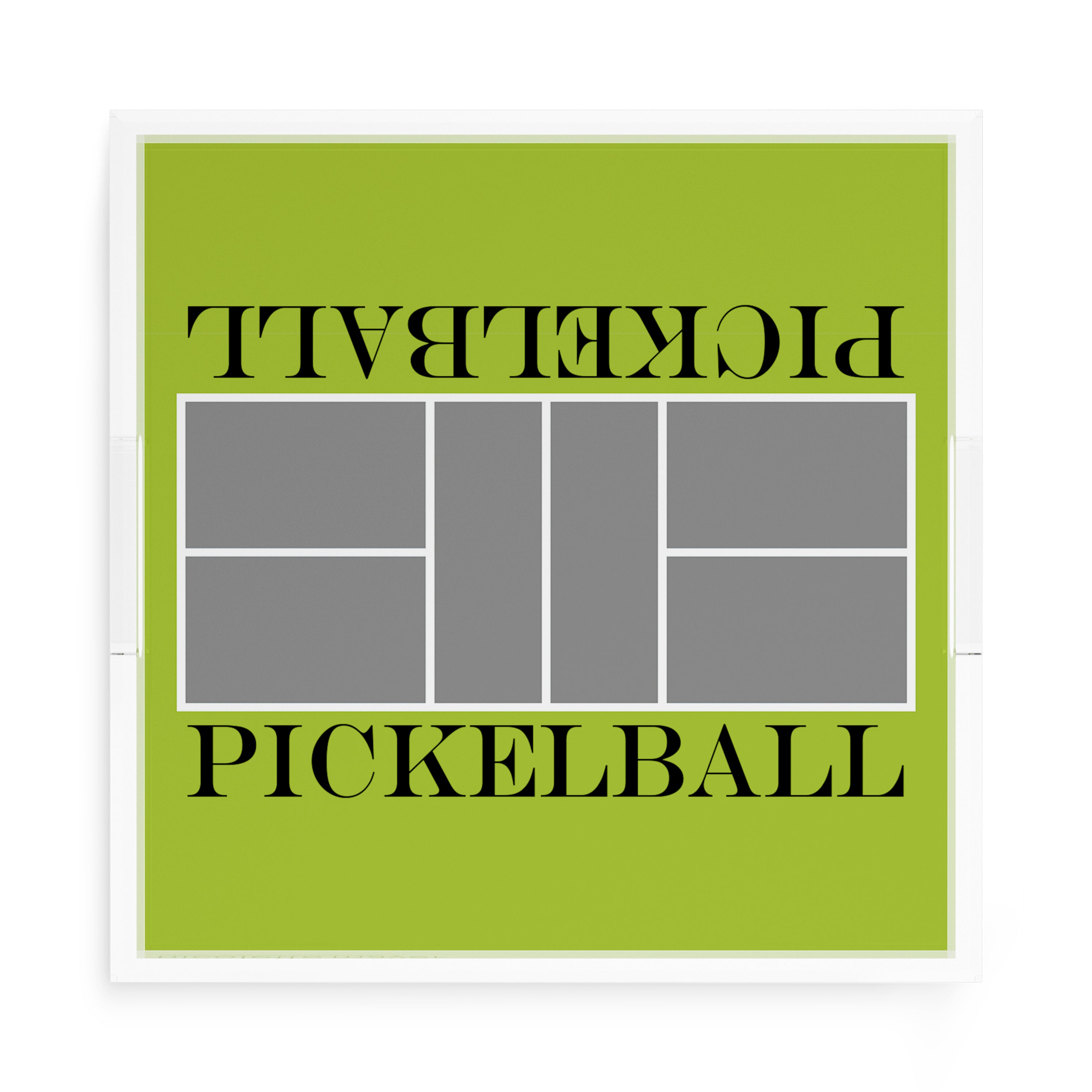 Pickelball Court Silver Lime 15X15 Acrylic Tray - nicolettemayer.com