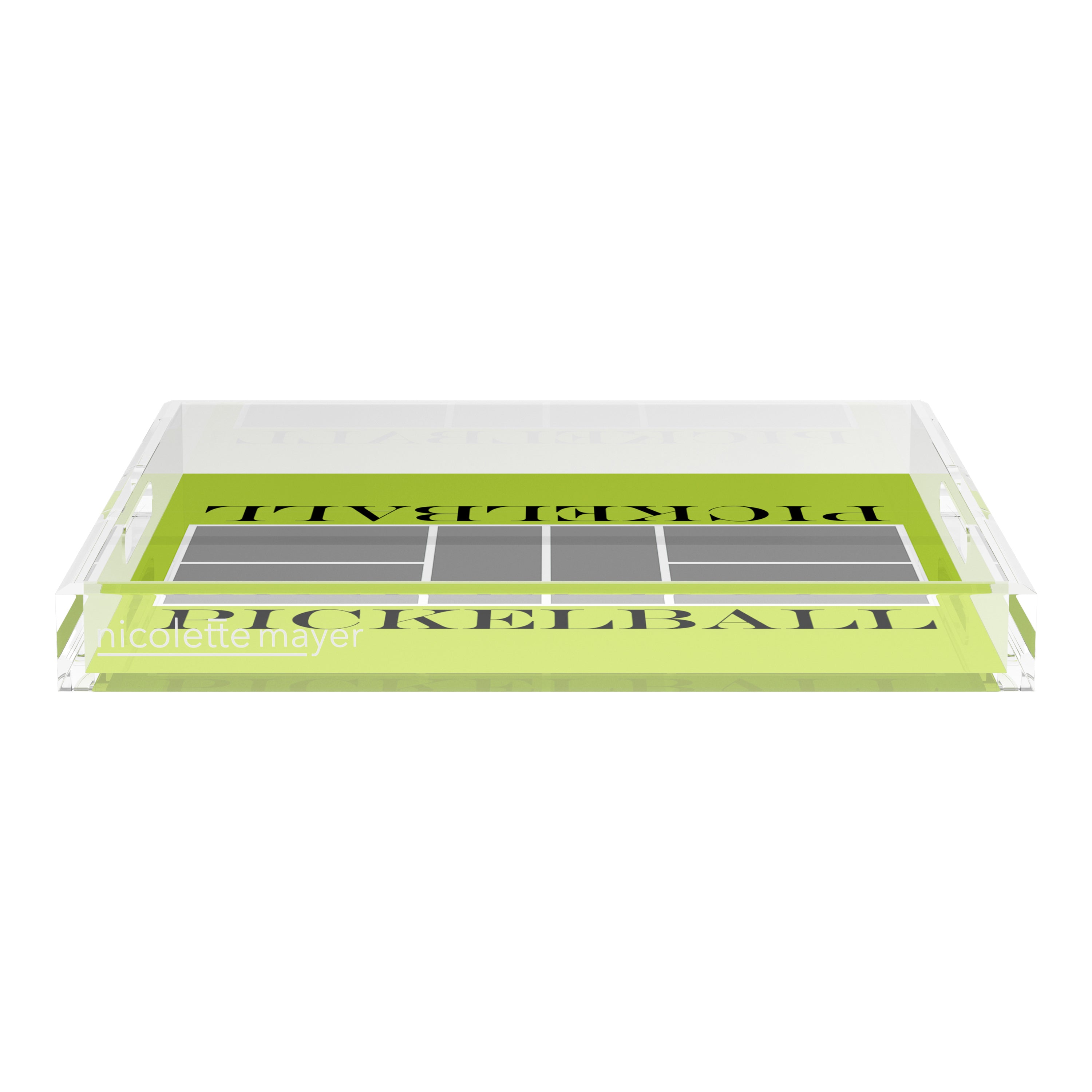 Pickelball Court Silver Lime 18X18 Acrylic Tray - nicolettemayer.com
