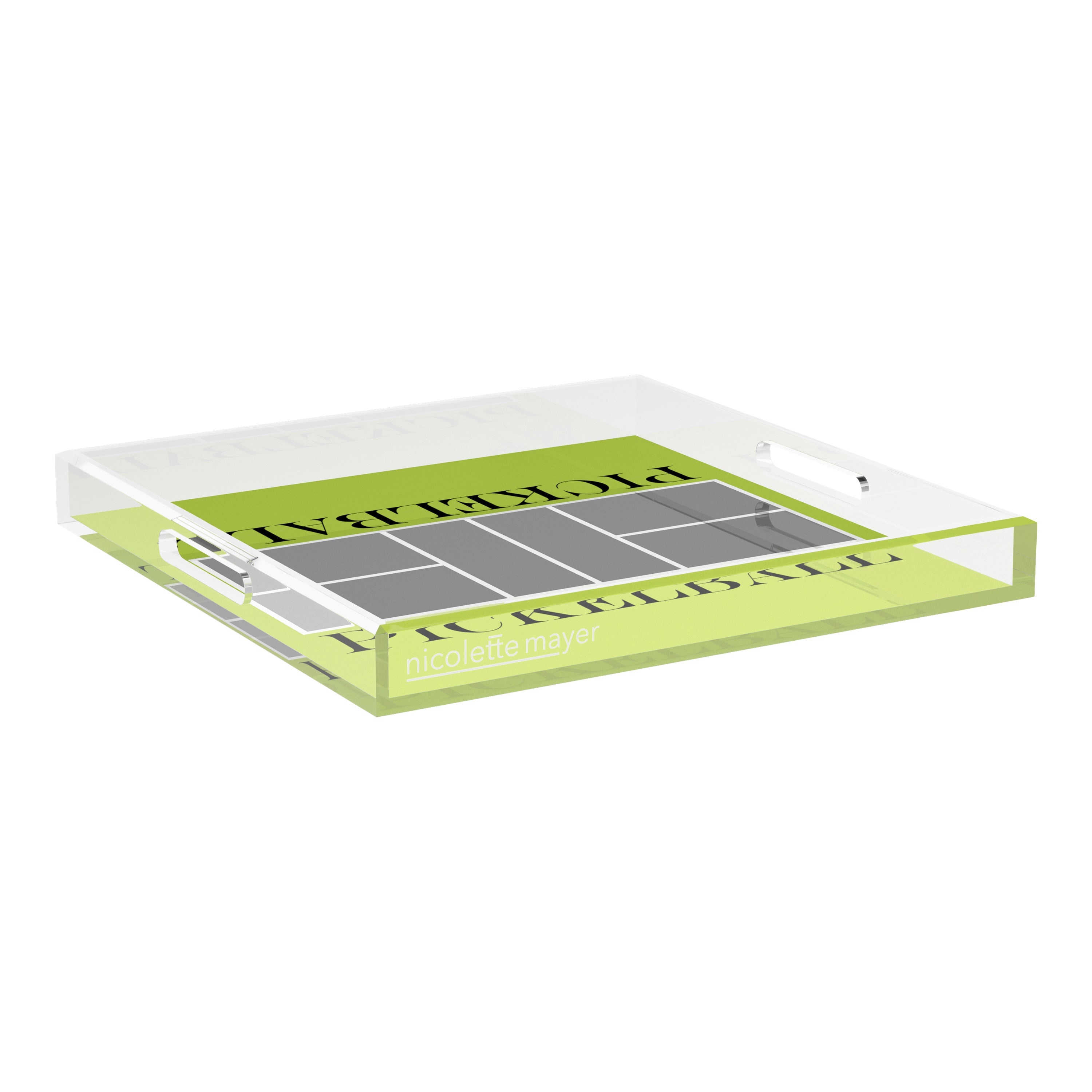 Pickelball Court Silver Lime 18X18 Acrylic Tray - nicolettemayer.com