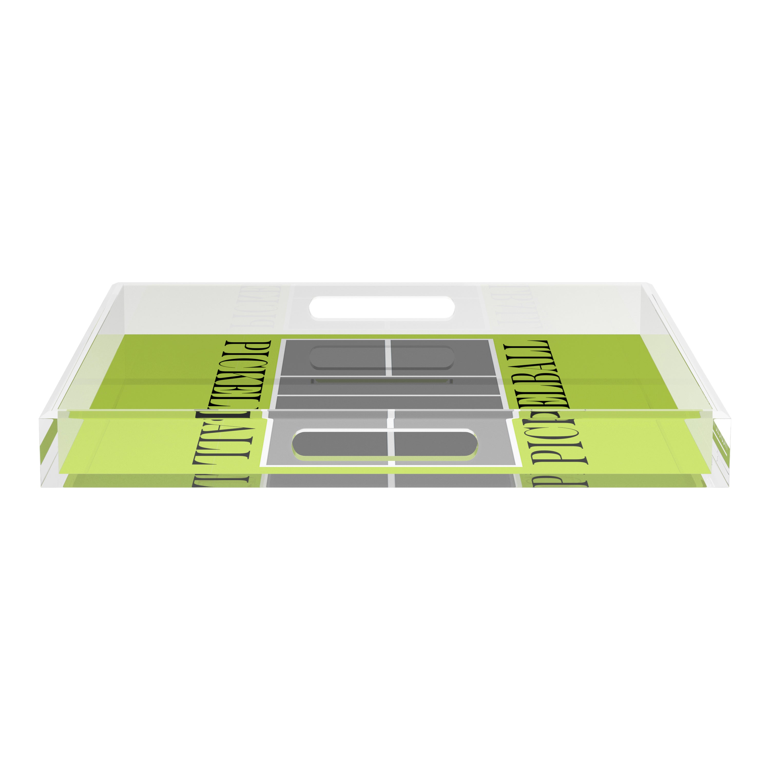 Pickelball Court Silver Lime 18X18 Acrylic Tray - nicolettemayer.com