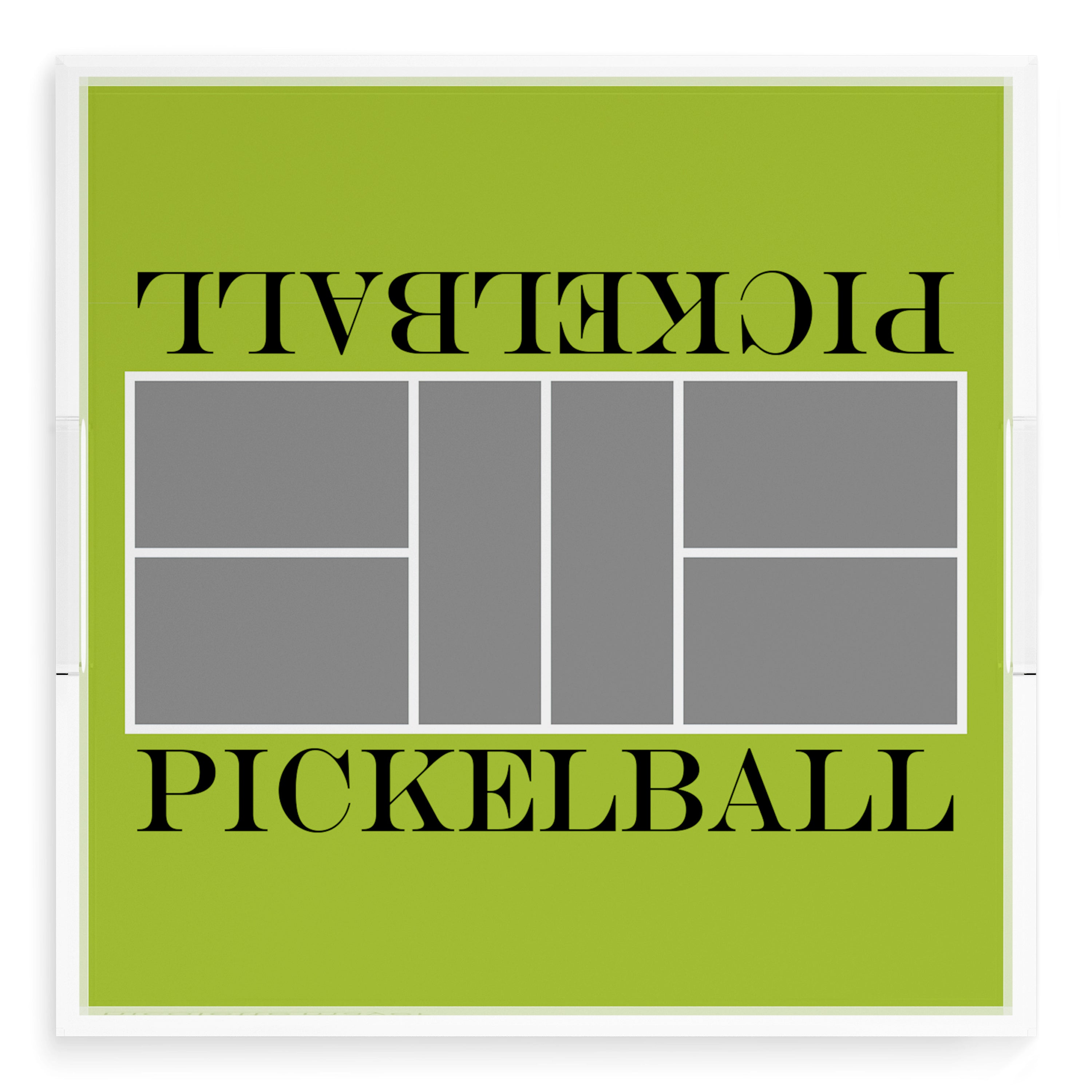 Pickelball Court Silver Lime 18X18 Acrylic Tray - nicolettemayer.com