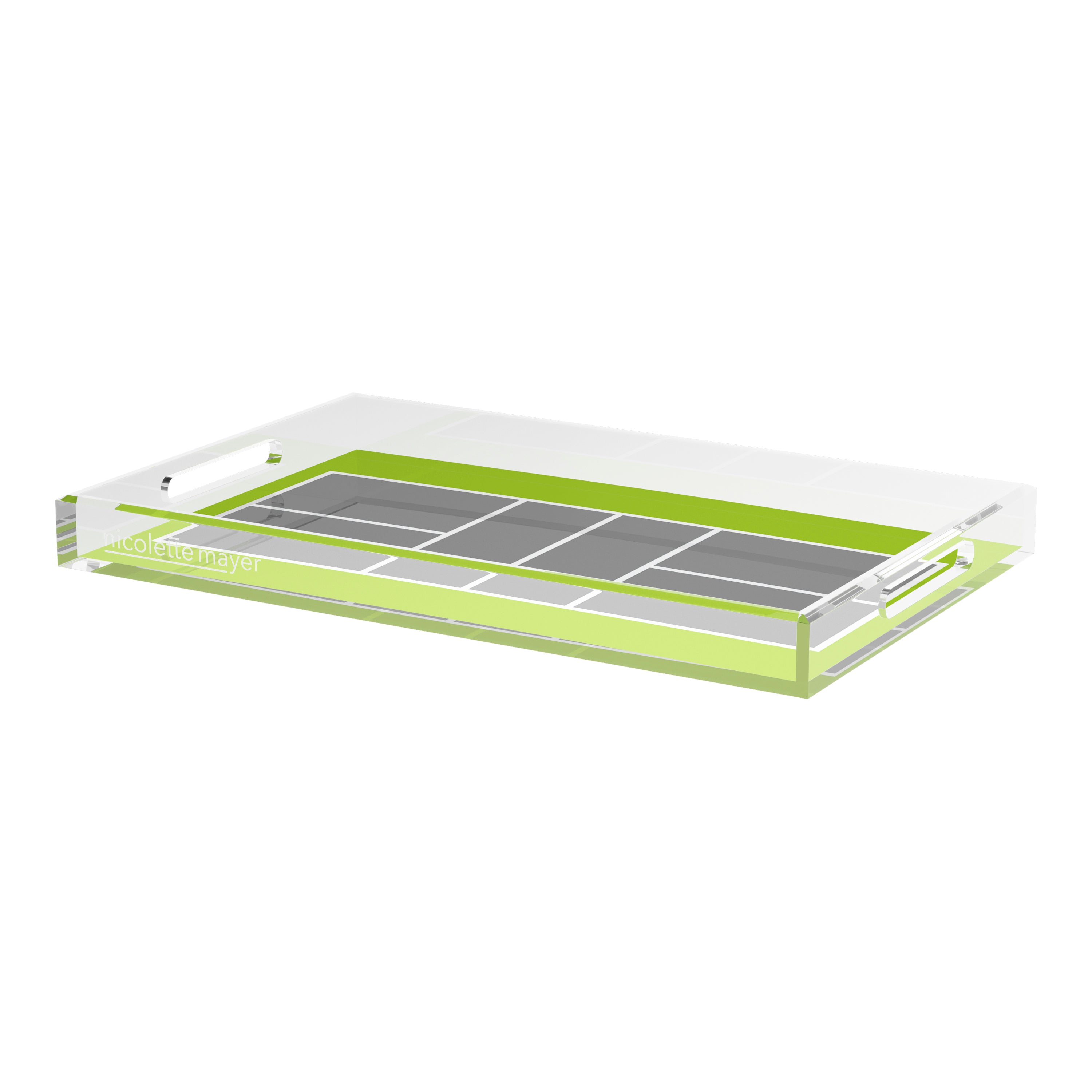 Pickelball Court Silver Lime 22.5x14.5 Acrylic Tray - nicolettemayer.com