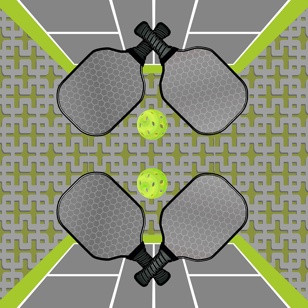 Pickelball Anyone Silver Lime Square Tray