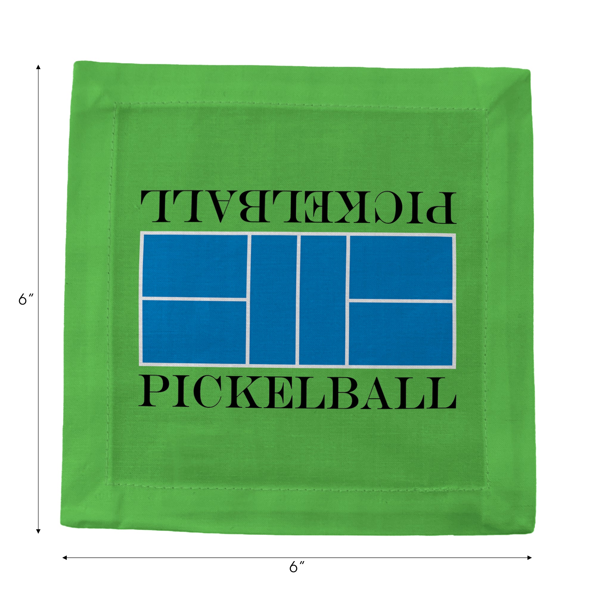 Pickelball Court Blue Green Cotton Sateen Cocktail Napkins - nicolettemayer.com