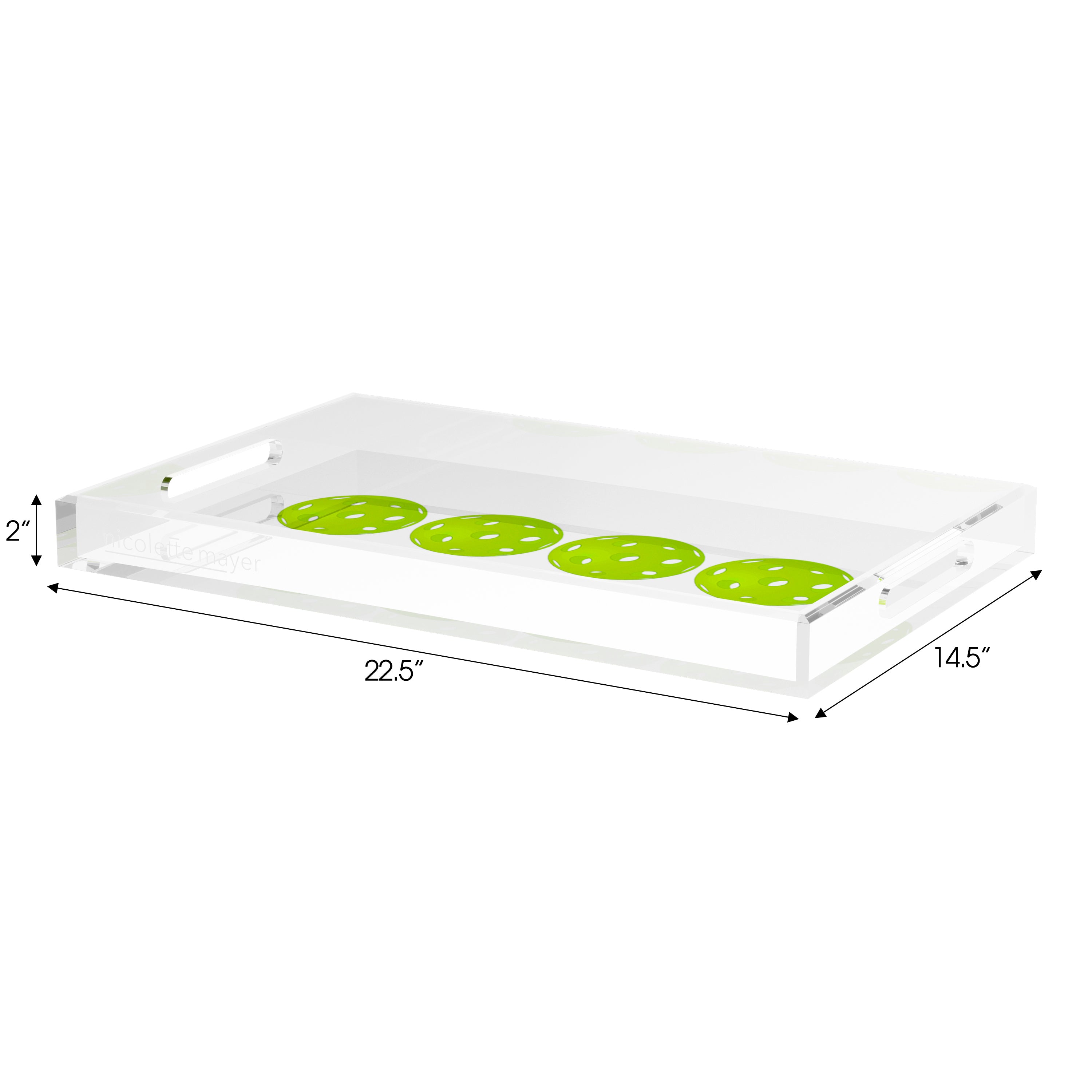 Pickelballs Acid Green Set of 3 Acrylic Tray - nicolettemayer.com