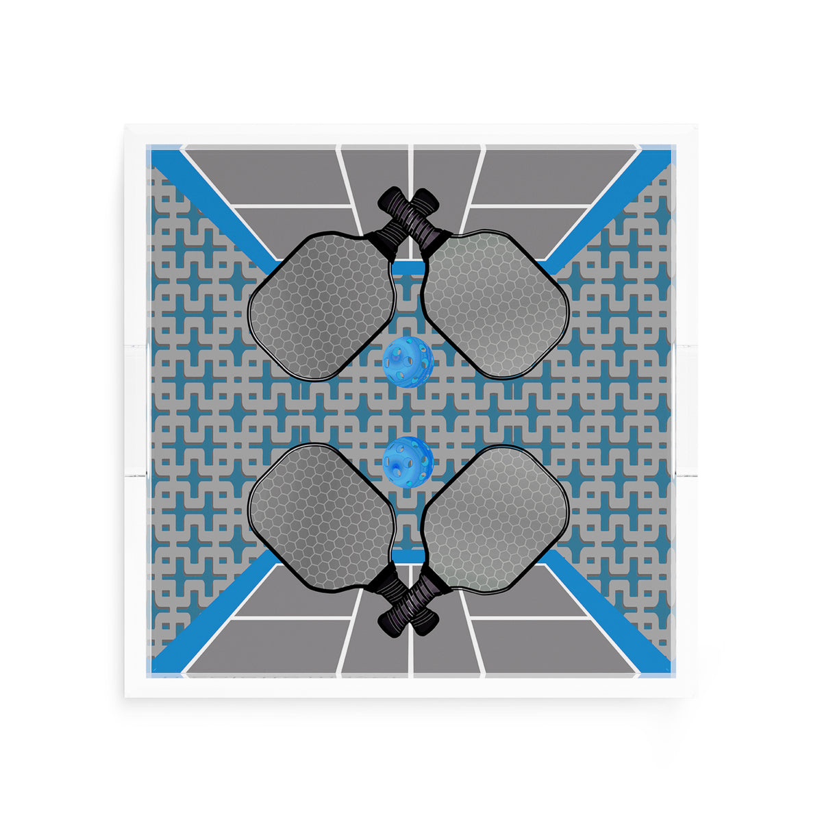 Pickleball Anyone Silver Blue Acrylic Decorative Tray, 12 x 12 in. by Nicolette Mayer