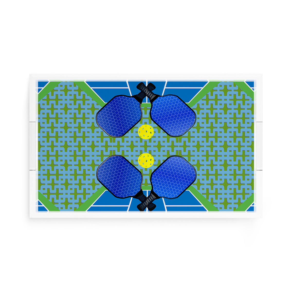 Pickleball Anyone Blue Green Acrylic Decorative Tray, 17 x 10.5 in. by Nicolette Mayer