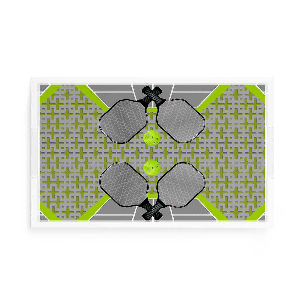 Pickleball Anyone Silver Lime Acrylic Decorative Tray, 17 x 10.5 in. by Nicolette Mayer