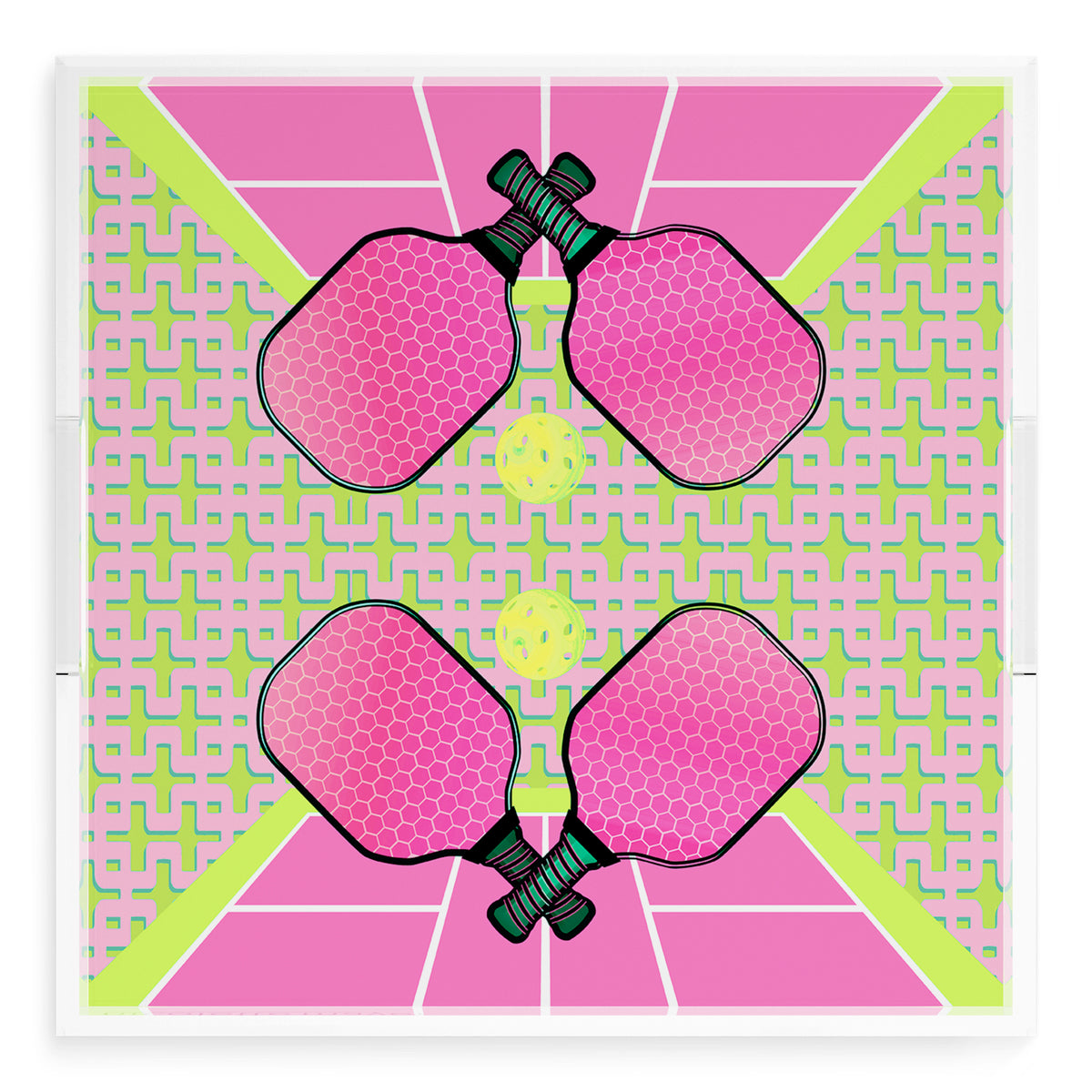 Pickleball Anyone Nancy Fran Acrylic Decorative Tray, 18 x 18 in. by Nicolette Mayer