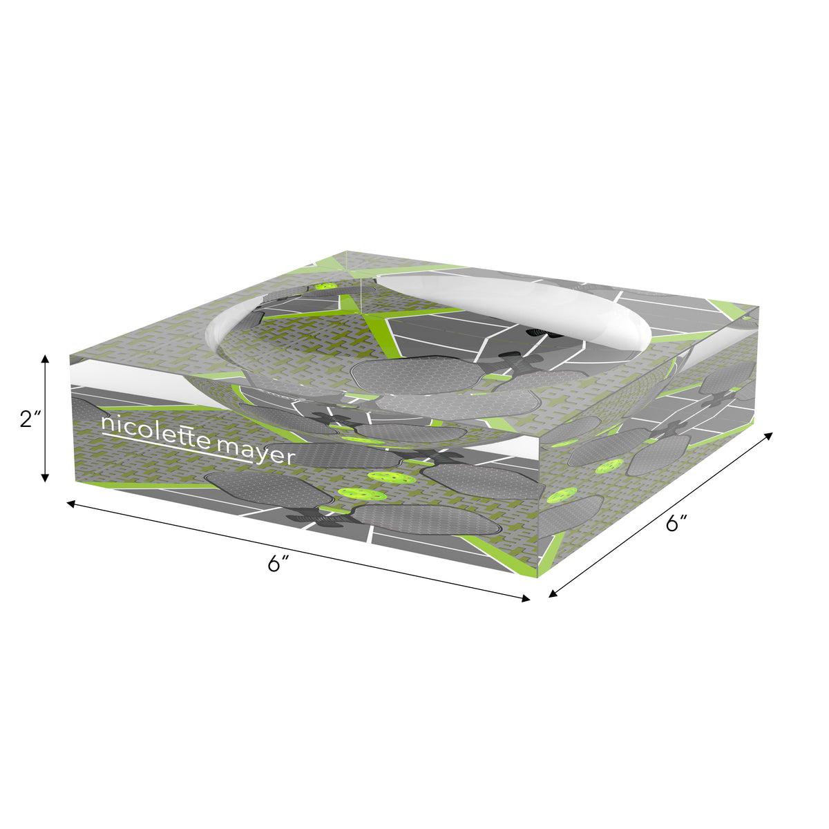 Pickleball Anyone Silver Lime Candy Catchall Dish, 6 x 6 in. by Nicolette Mayer