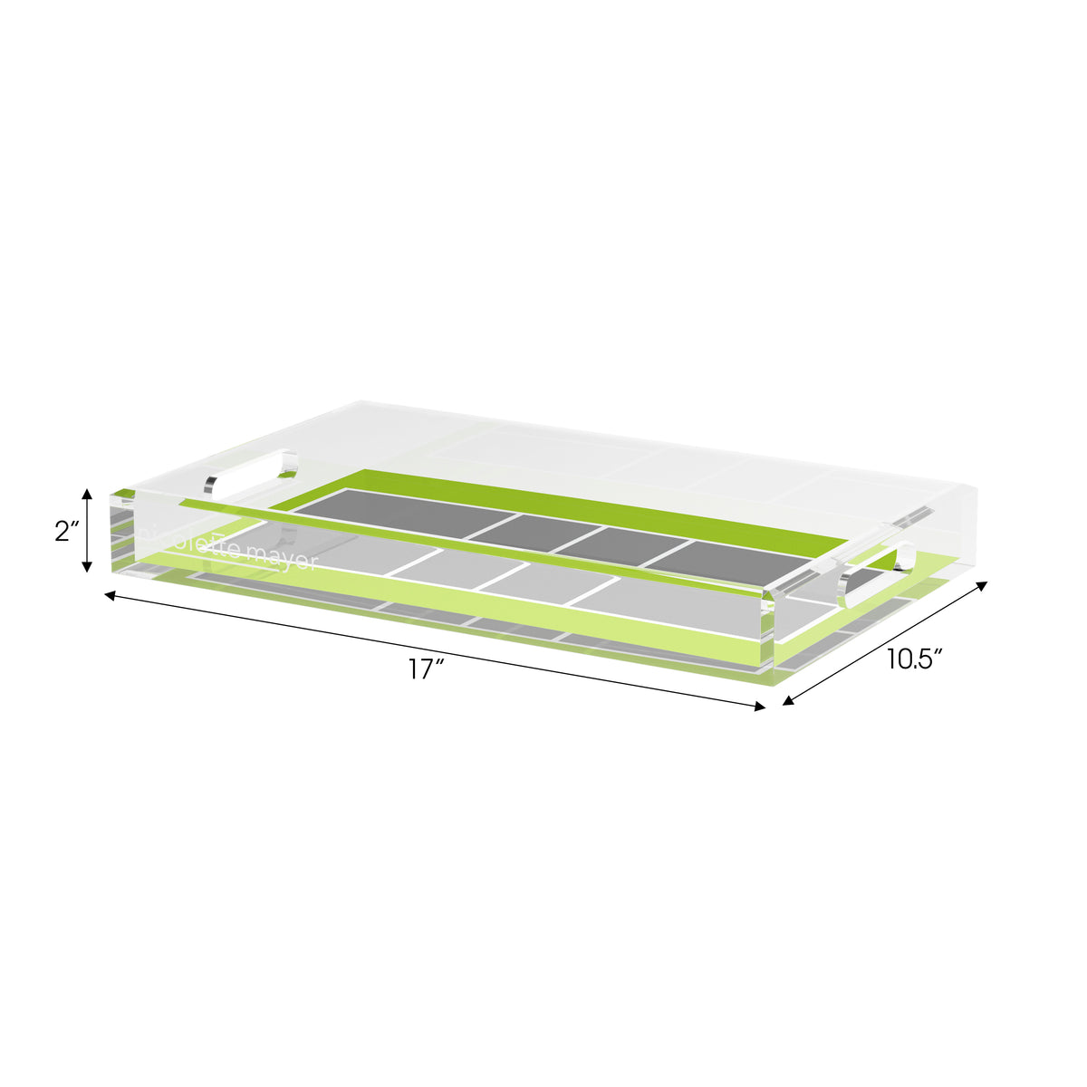 Pickleball Court Silver Lime Acrylic Decorative Tray, nesting set of 3 by Nicolette Mayer