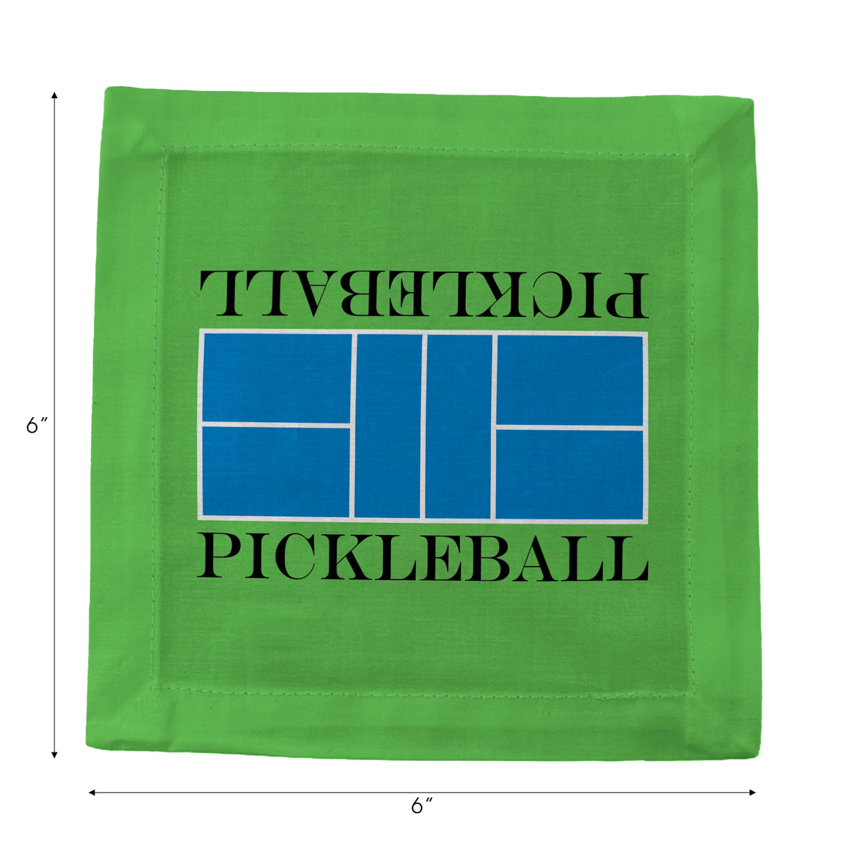 Pickleball Court Blue Green Cotton Sateen Cocktail Napkins by Nicolette Mayer