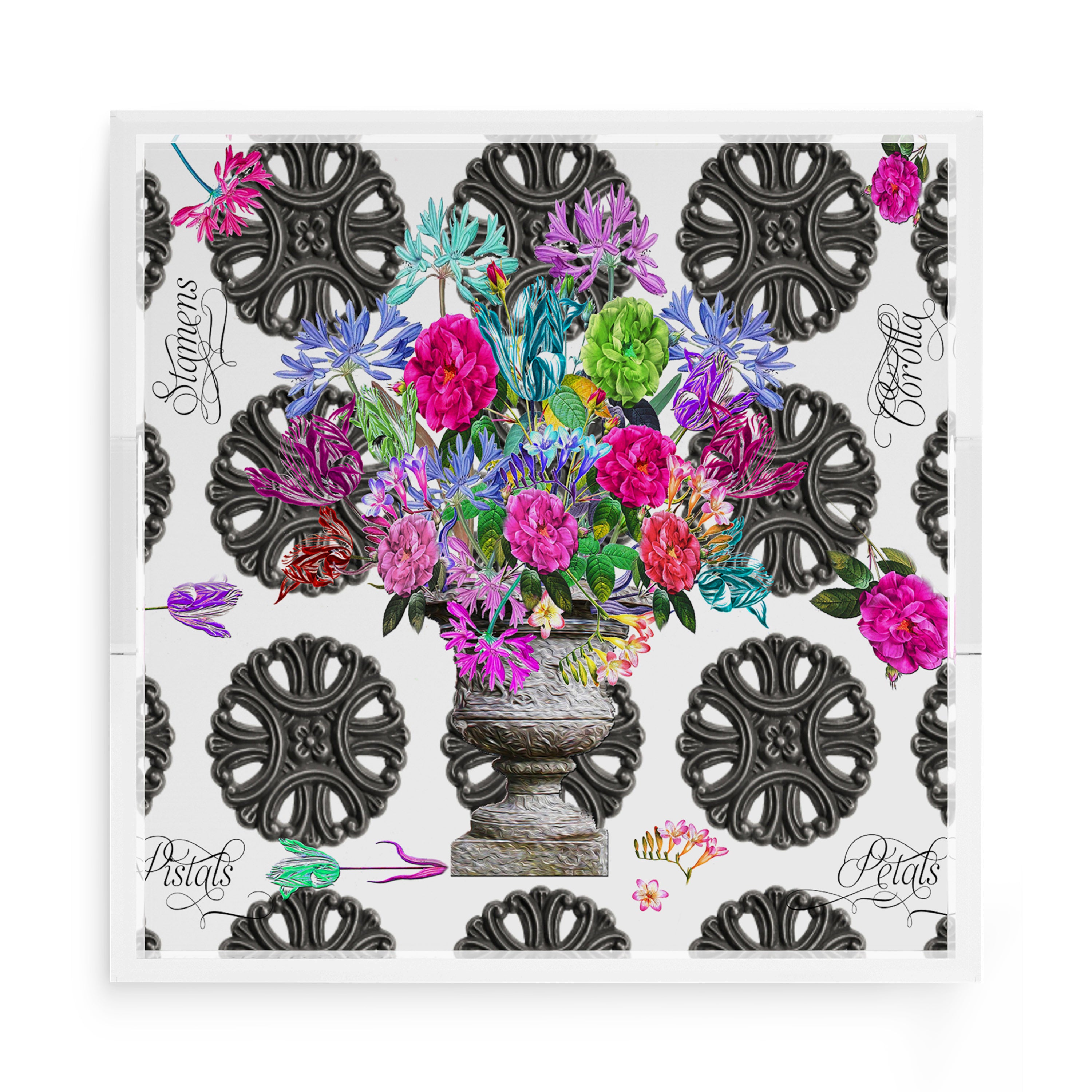 Pistils Metal Bouquet 15X15 Acrylic Tray - nicolettemayer.com