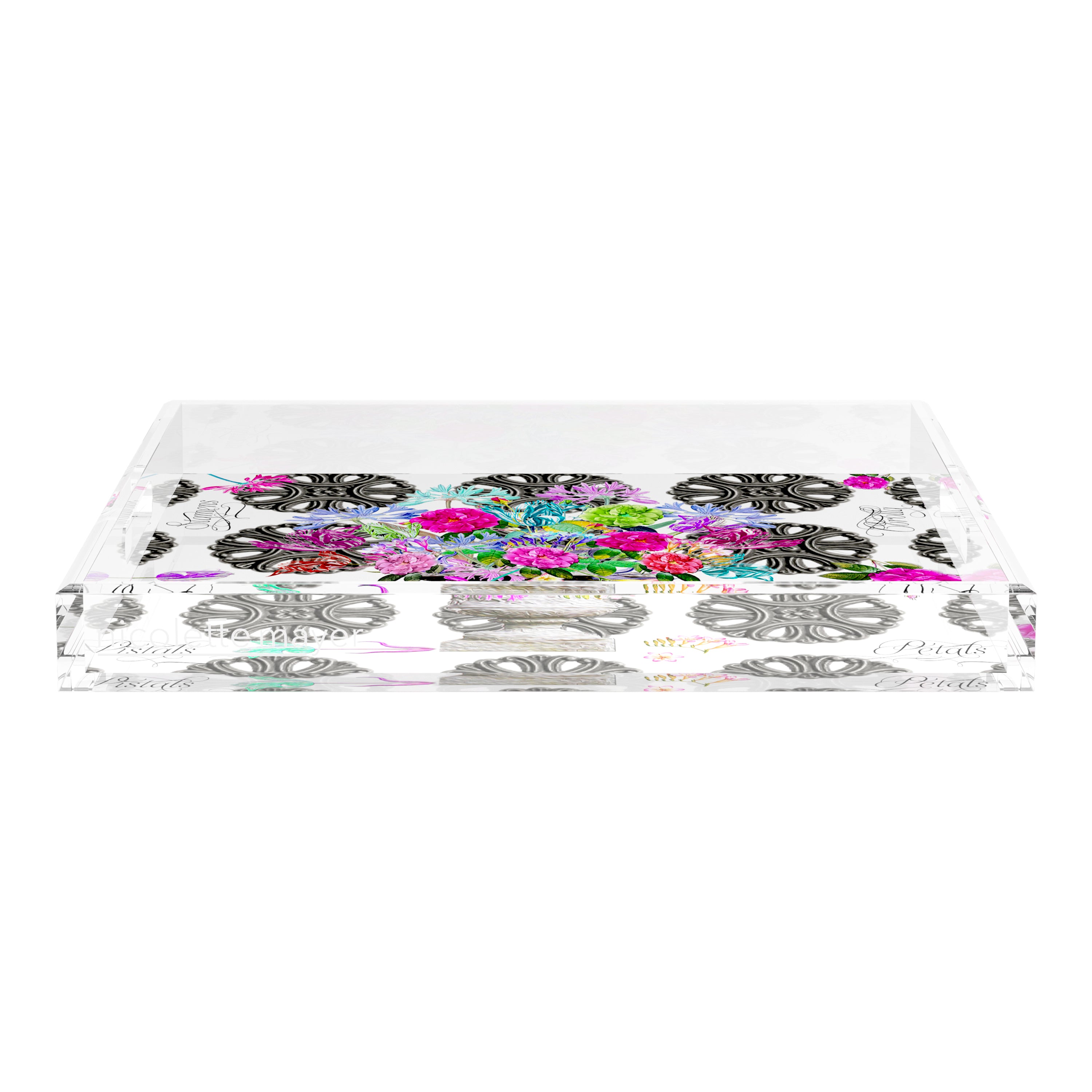 Pistils Metal Bouquet 18X18 Acrylic Tray - nicolettemayer.com