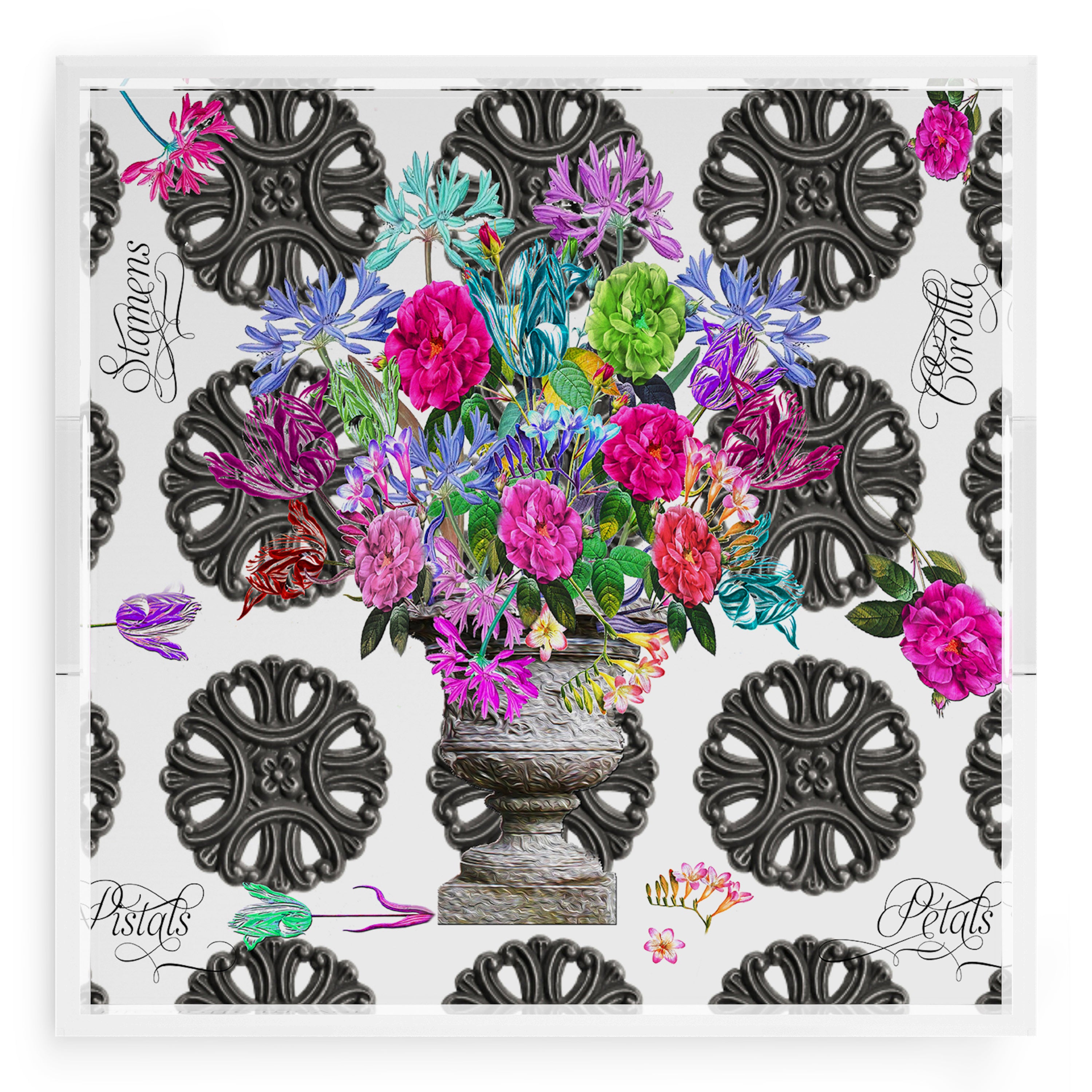 Pistils Metal Bouquet 18X18 Acrylic Tray - nicolettemayer.com