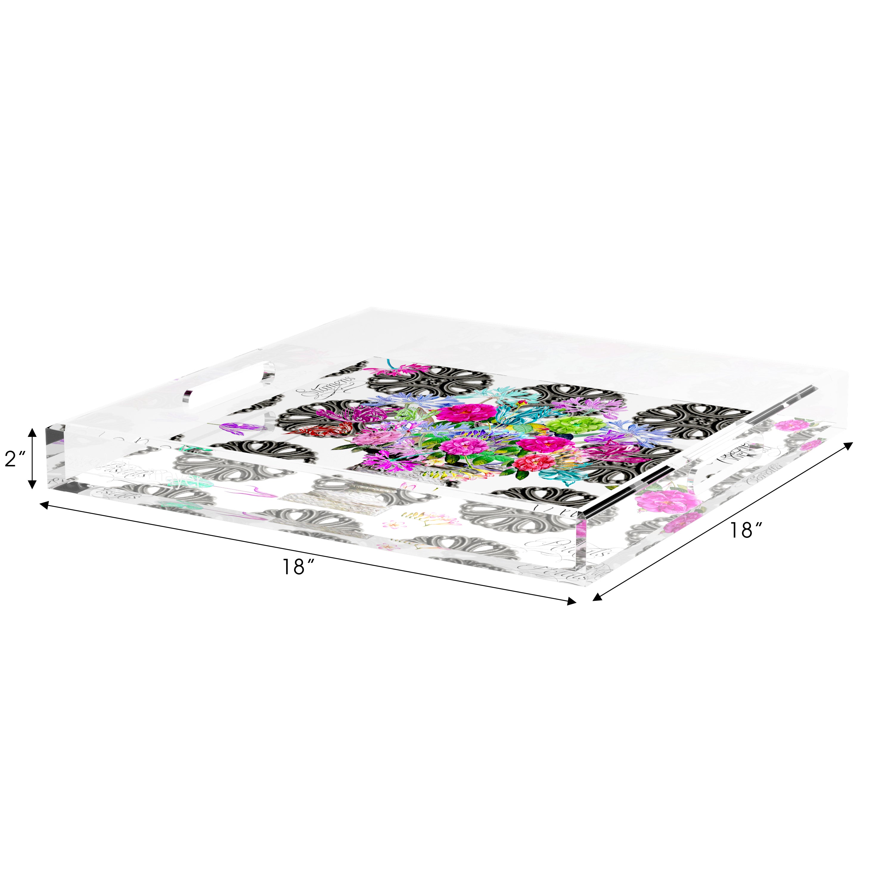 Pistils Metal Bouquet 18X18 Acrylic Tray - nicolettemayer.com