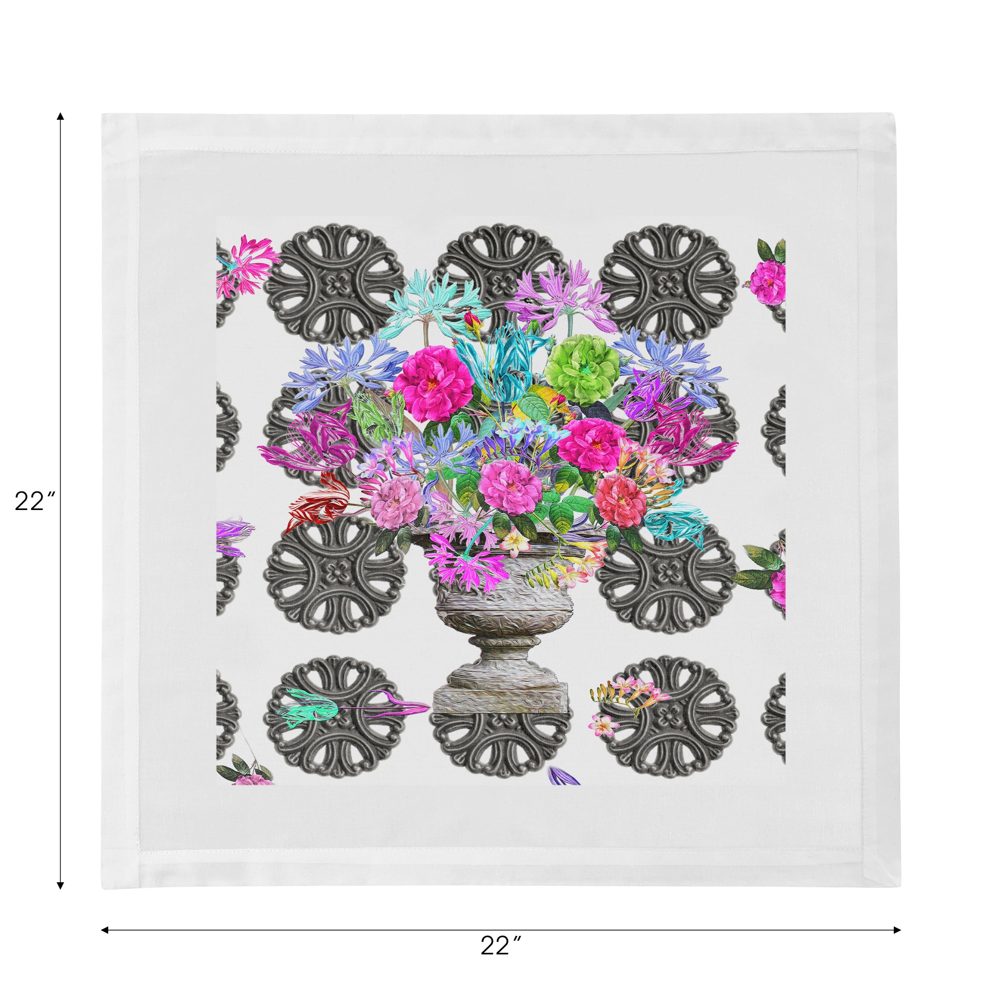 Pistals Metal Bouquet Cotton Sateen Dinner Napkins - nicolettemayer.com