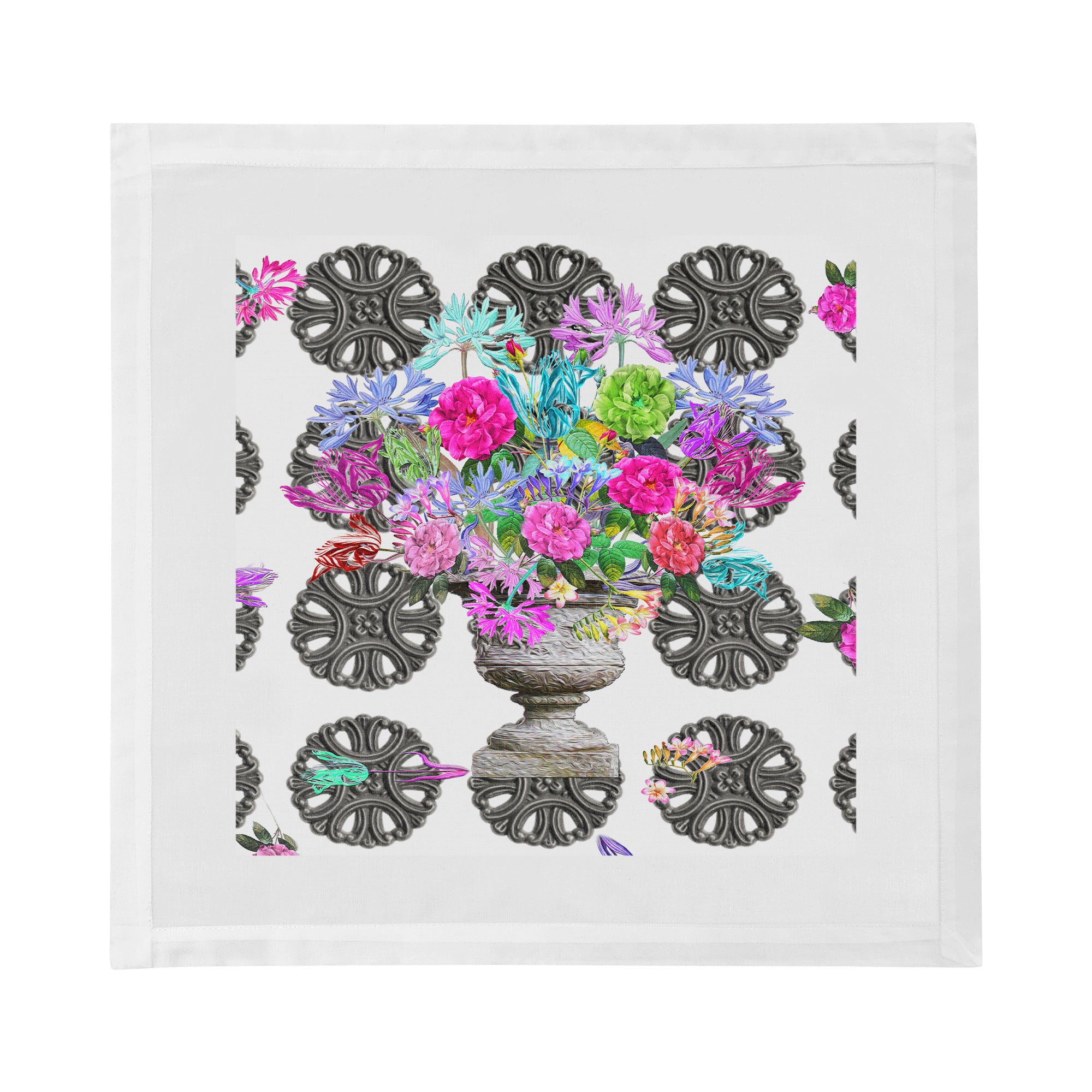 Pistals Metal Bouquet Cotton Sateen Dinner Napkins - nicolettemayer.com