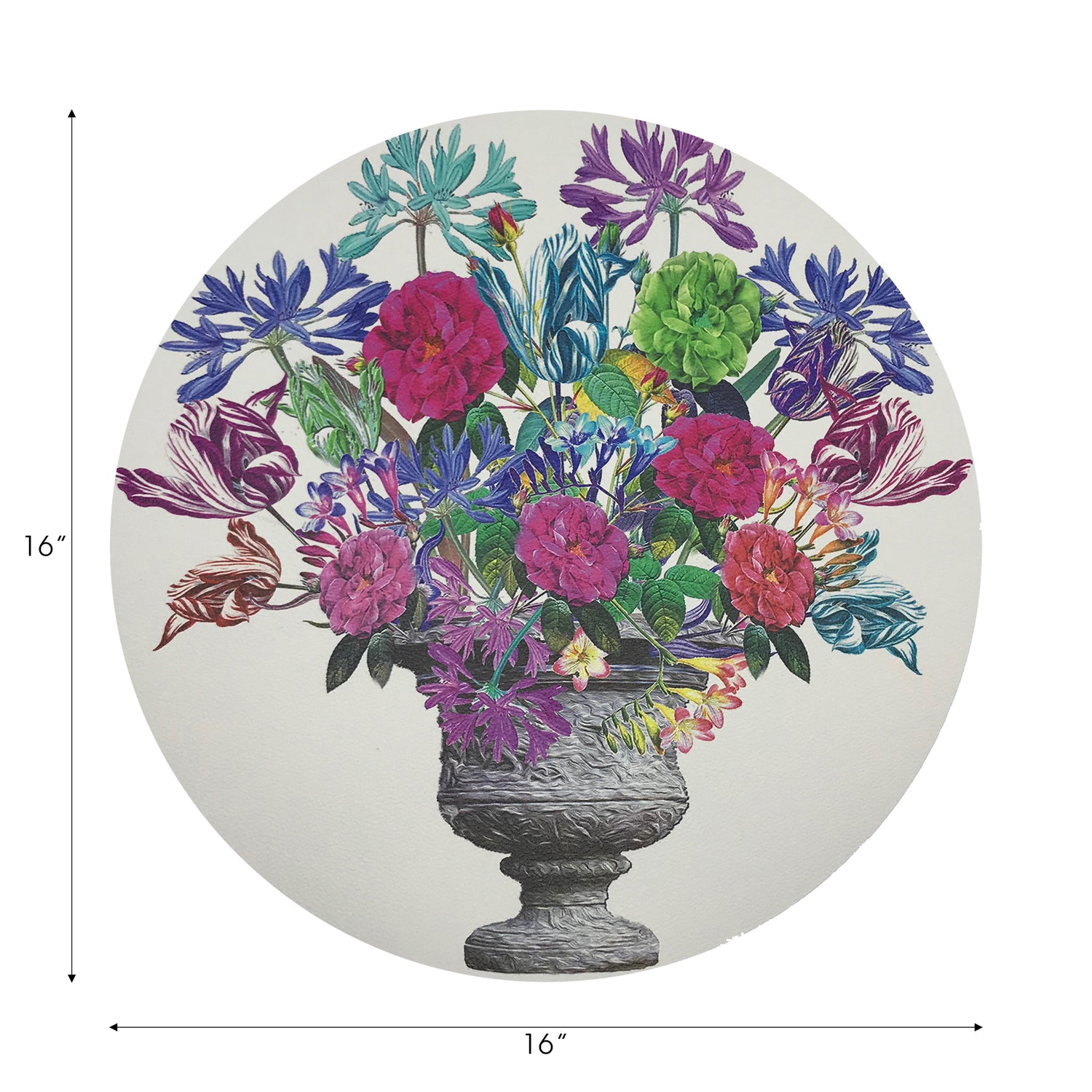 Pistals Large Bouquet Vegan Leather Round Pebble Placemat - nicolettemayer.com