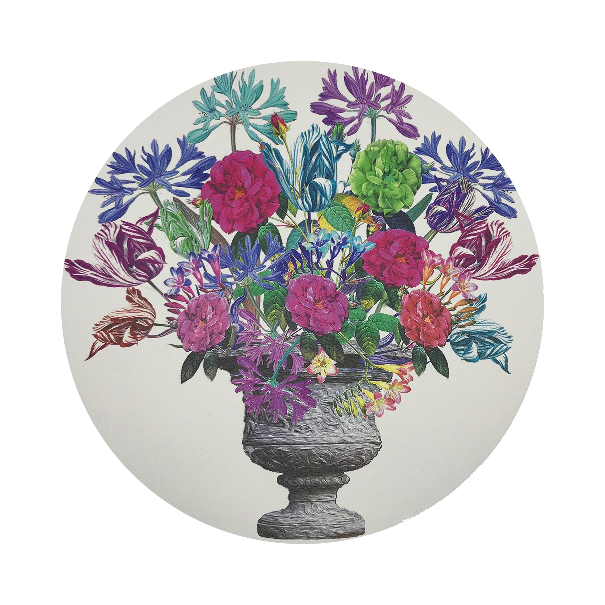 Pistals Large Bouquet Vegan Leather Round Pebble Placemat - nicolettemayer.com