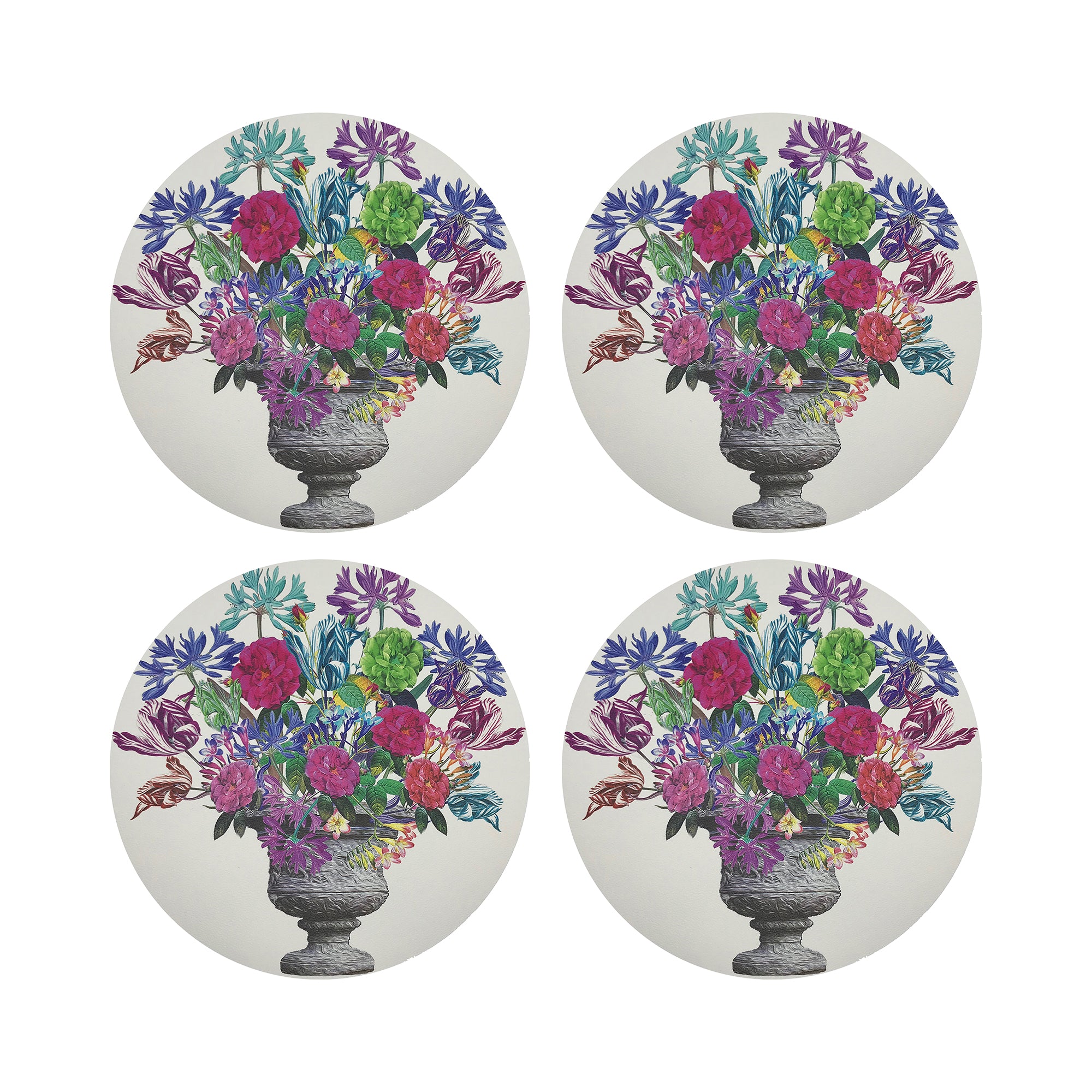 Pistals Large Bouquet Vegan Leather Round Pebble Placemat - nicolettemayer.com