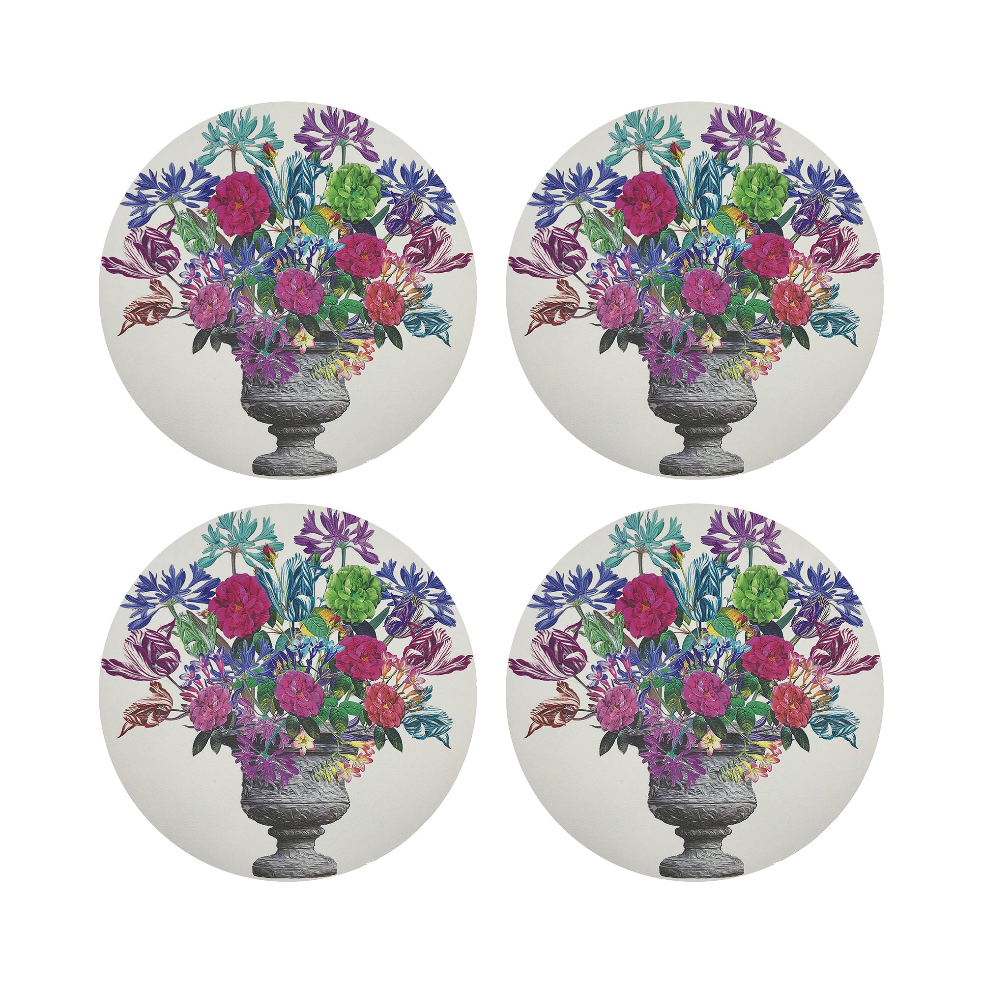 Pistals Large Bouquet Vegan Leather Round Coasters