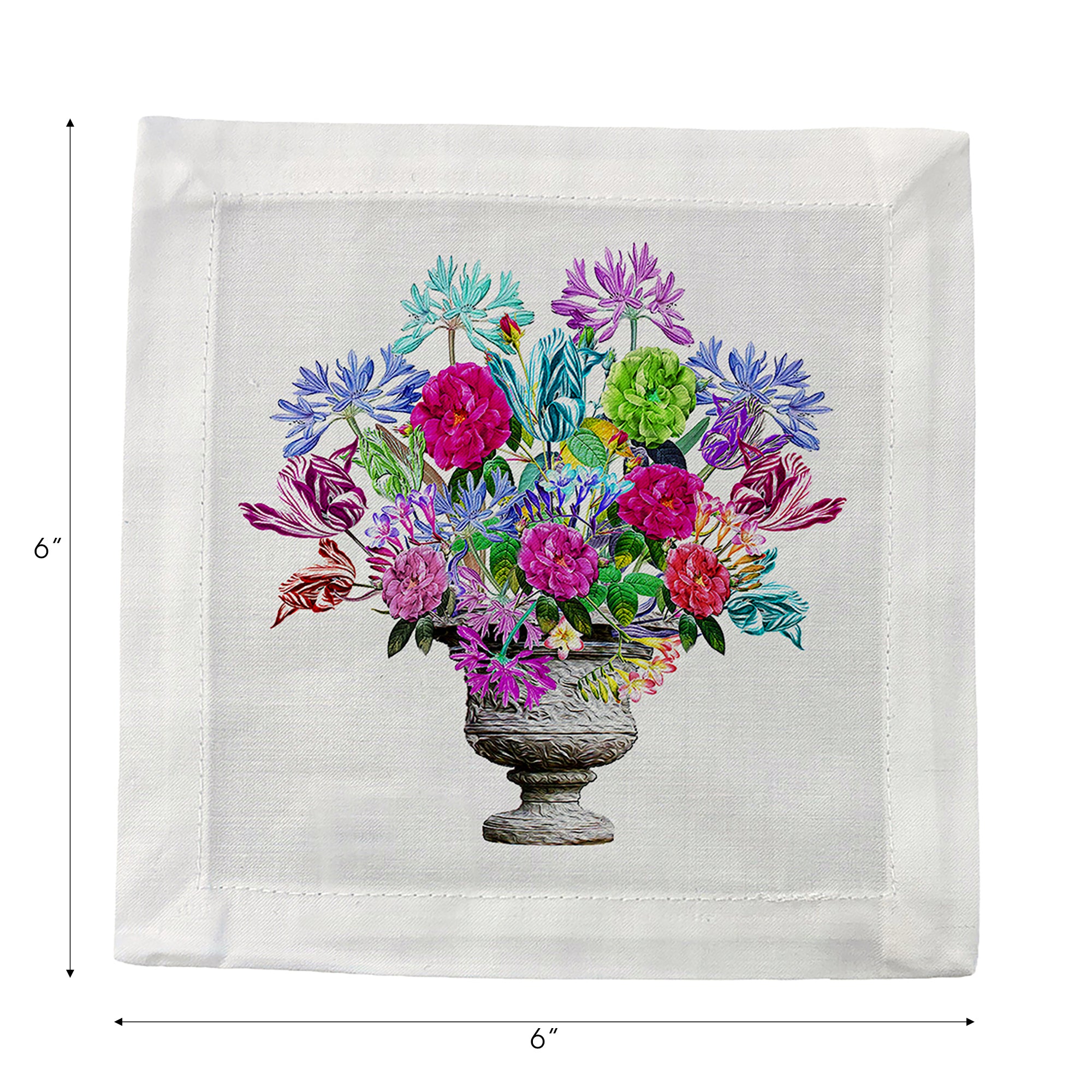 Pistals Large Bouquet Cotton Sateen Cocktail Napkins