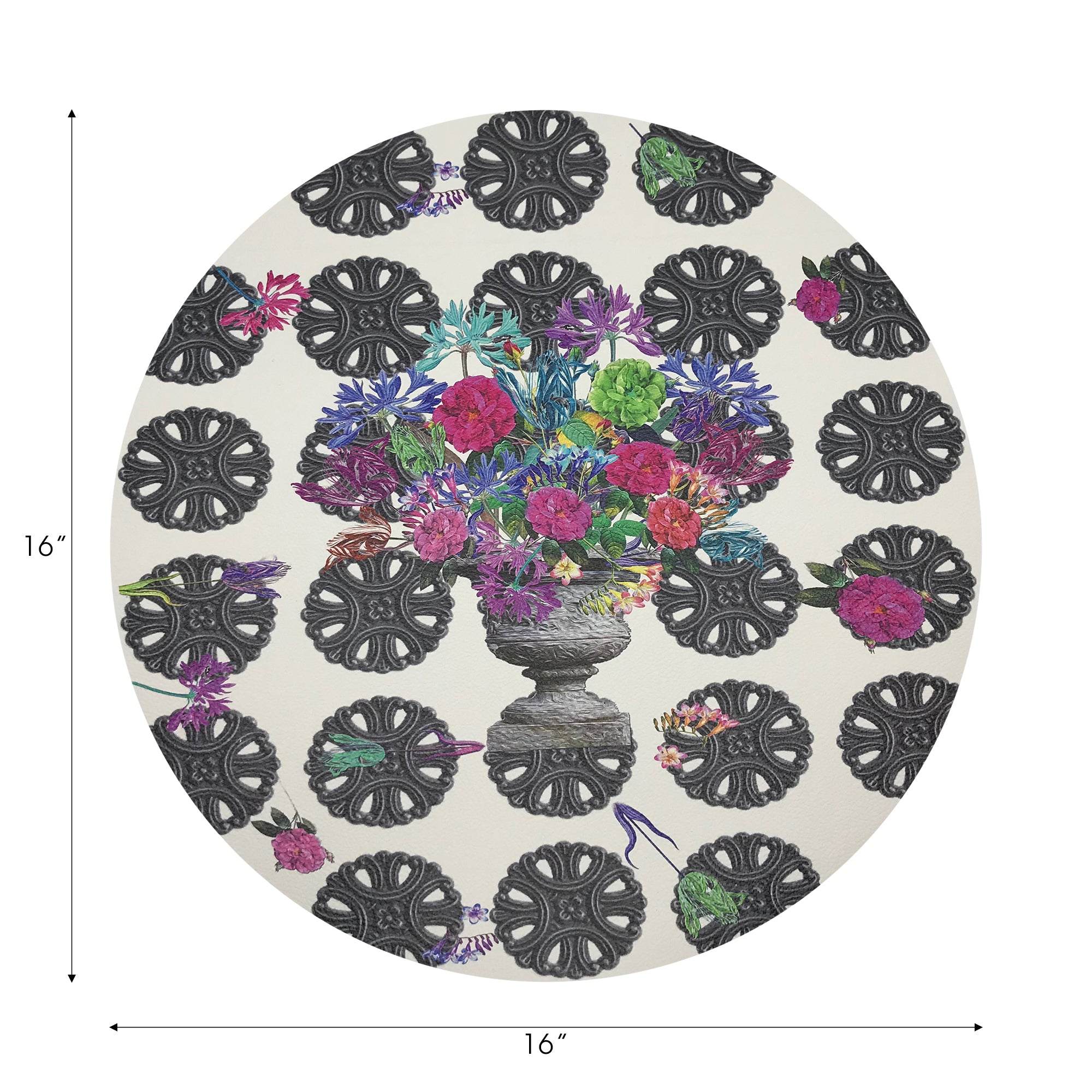 Pistals Metal Bouquet 16" Round Pebble Placemats, Set Of 4 - nicolettemayer.com