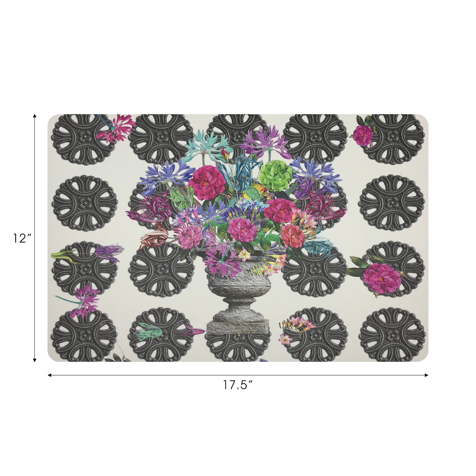 Pistals Metal Bouquet Rectangle 17" Rectangle Pebble Placemats, Set Of 4 - nicolettemayer.com