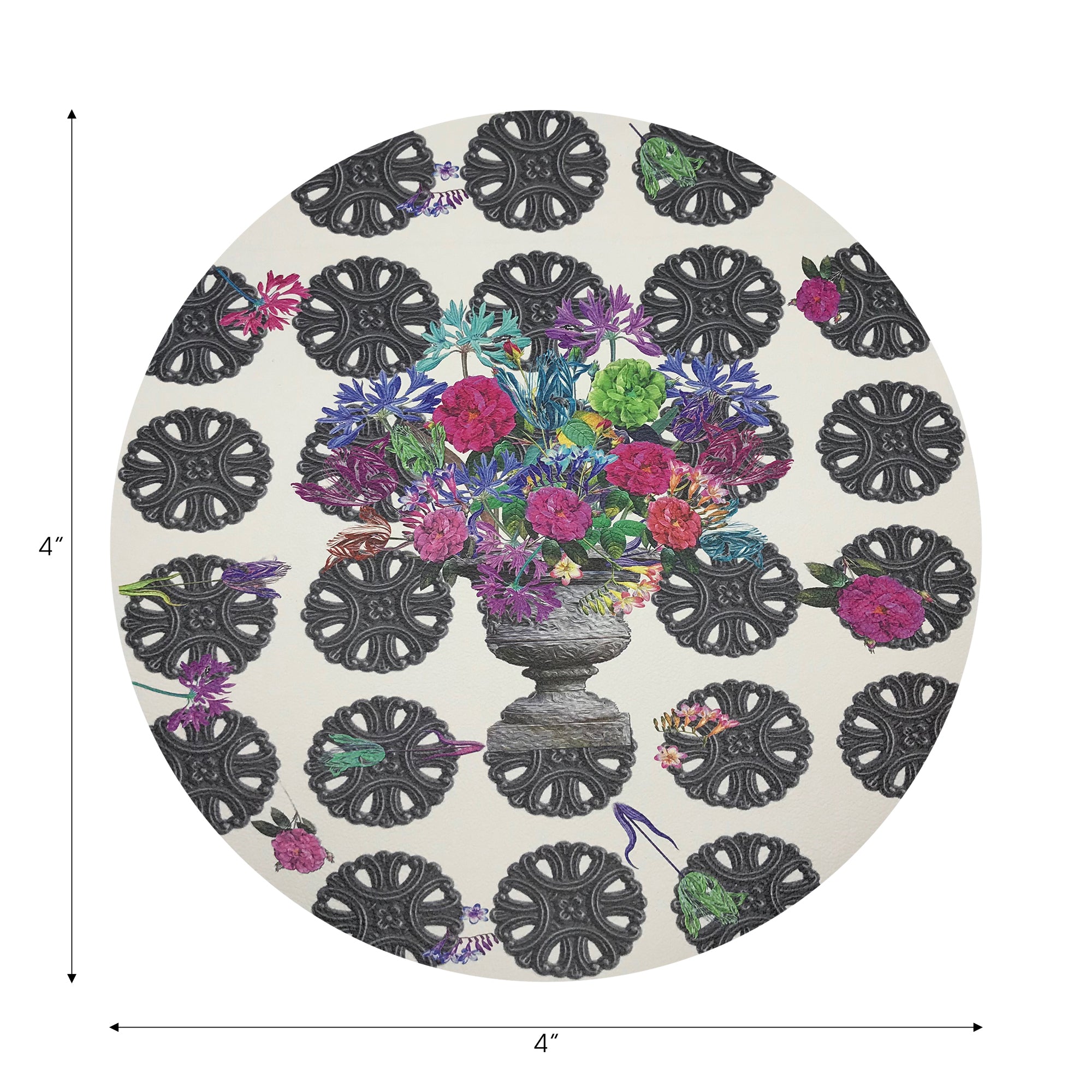 Pistals Metal Bouquet Vegan Leather Round Coasters