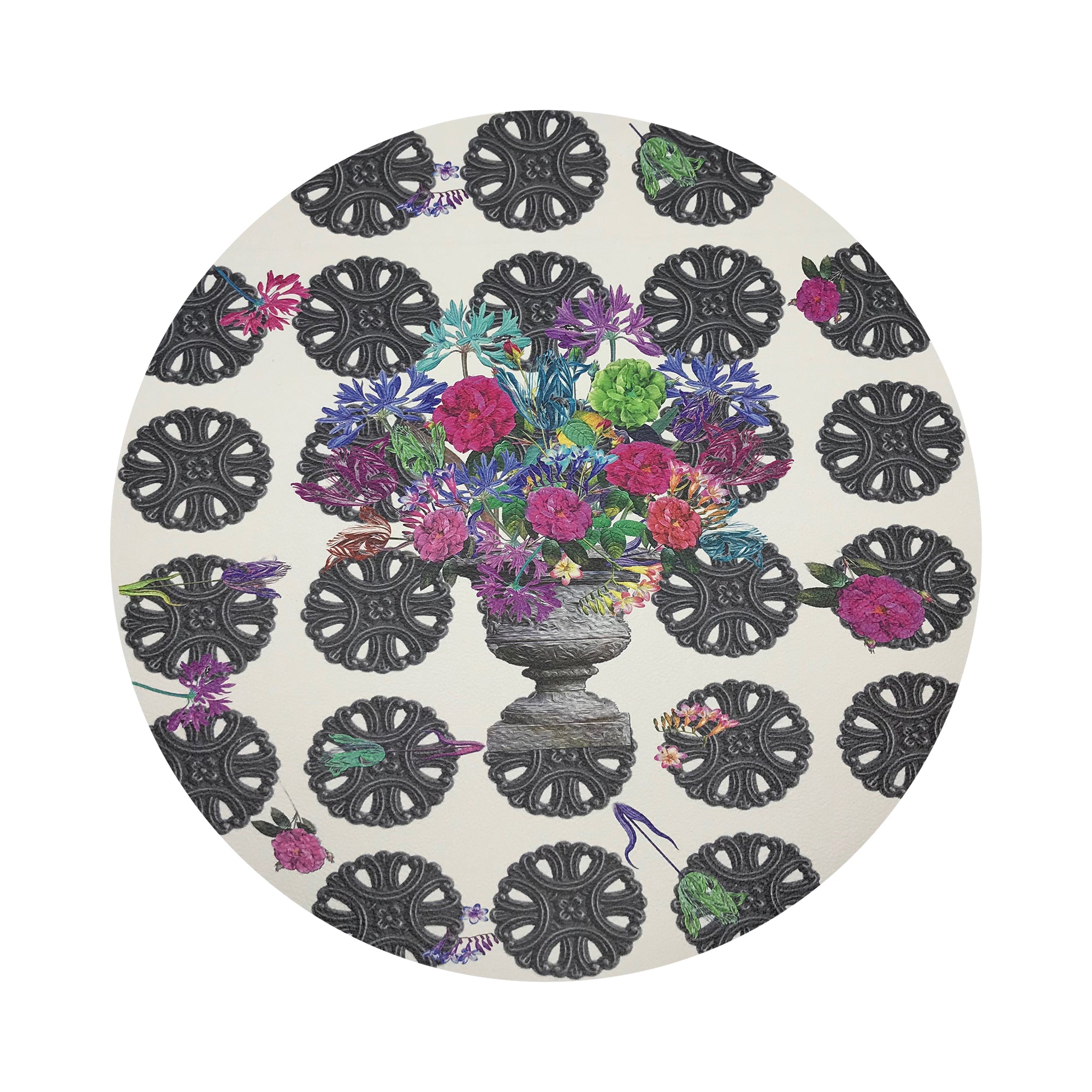 Pistals Metal Bouquet Vegan Leather Round Coasters