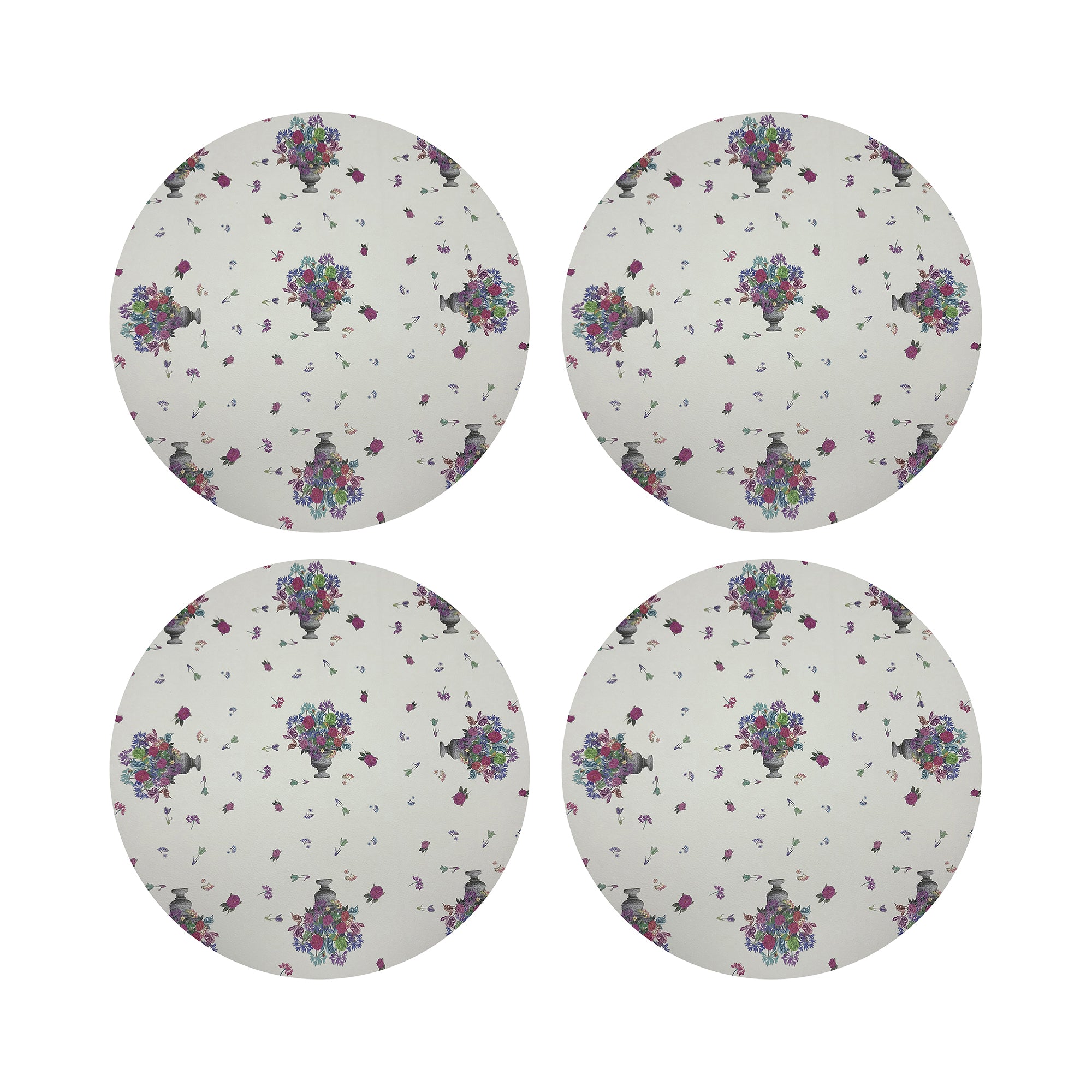 Pistils Small Bouquet Vegan Leather Round Coasters